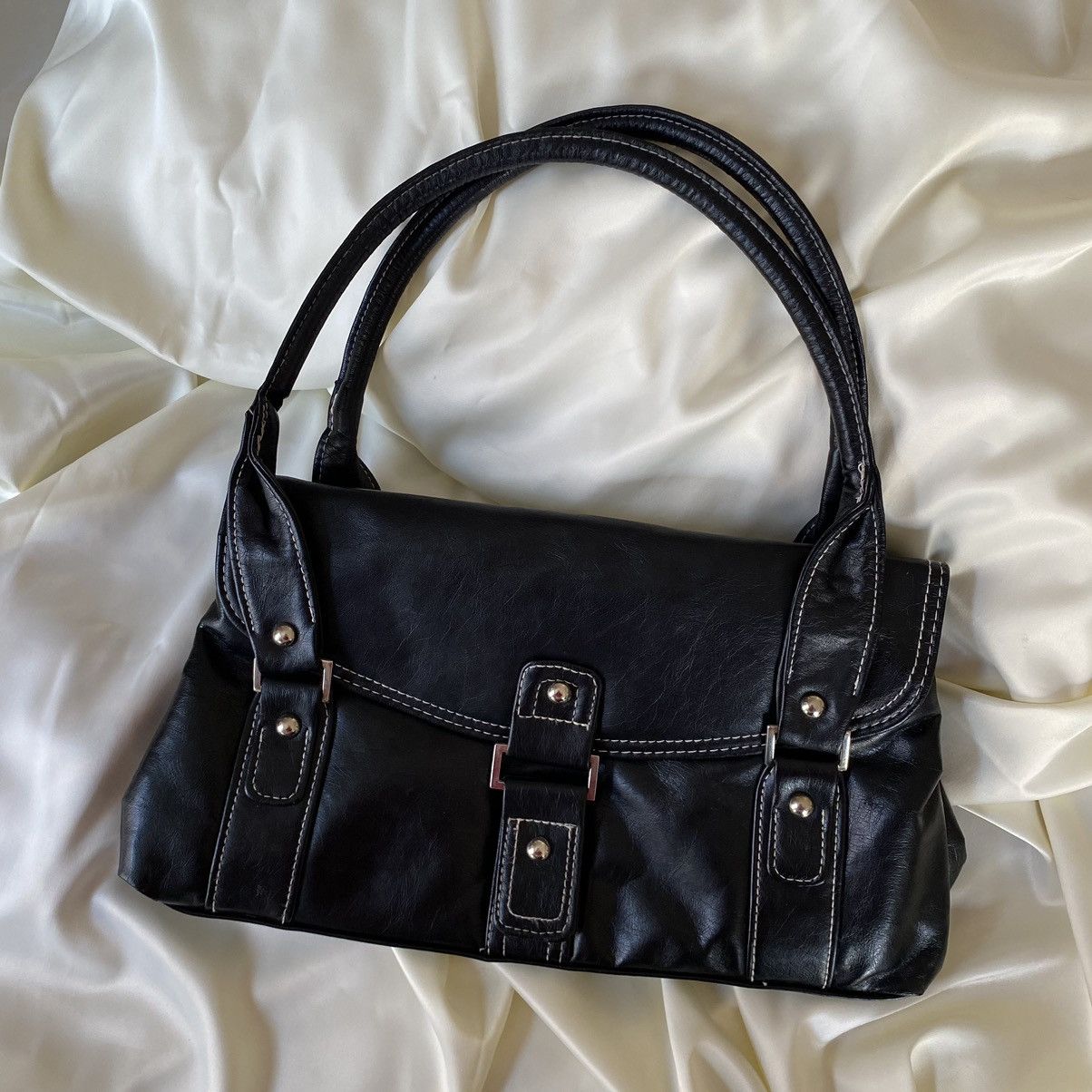 Vintage Vintage leatherette black shoulder bag Size ONE SIZE - 3 Thumbnail