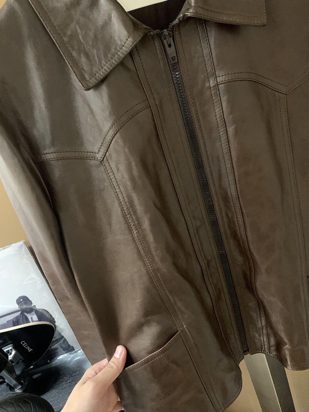 Celine Celine 2023FW Western Brown Lambskin Blouson Zip Jacket Size US M / EU 48-50 / 2 - 3 Thumbnail