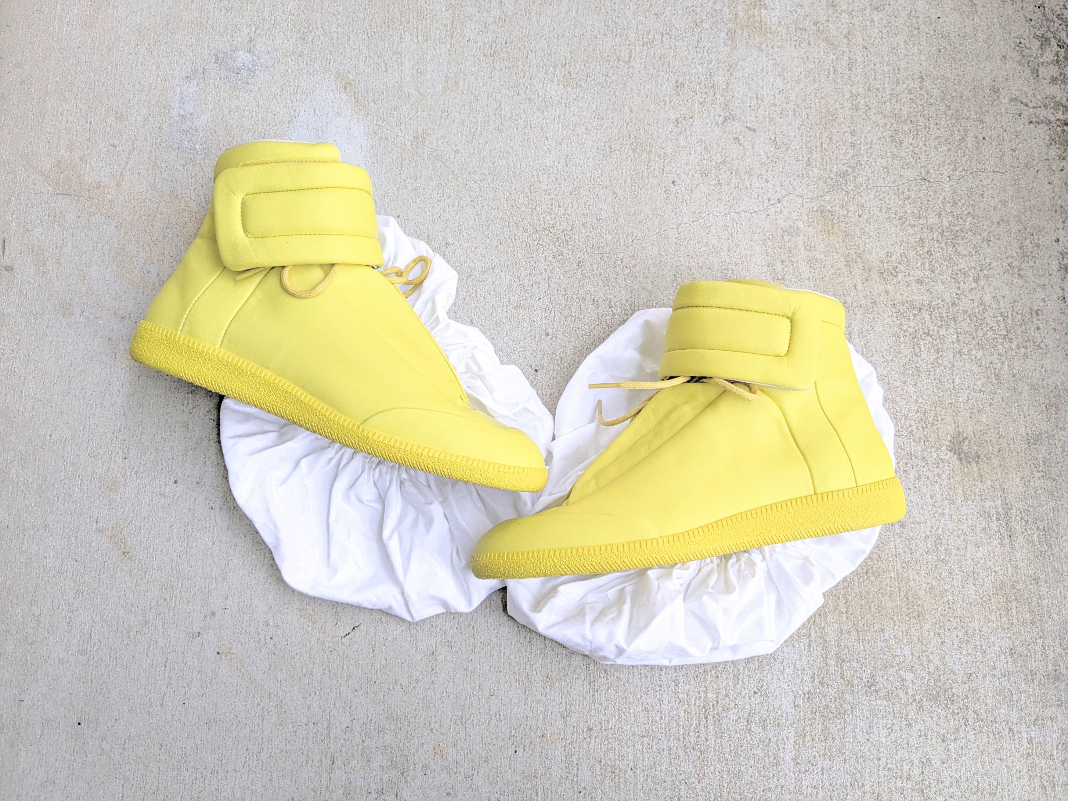 Maison Margiela Future Neon Green 10 43 High Tops Leather Shoes in Yellow, Men's