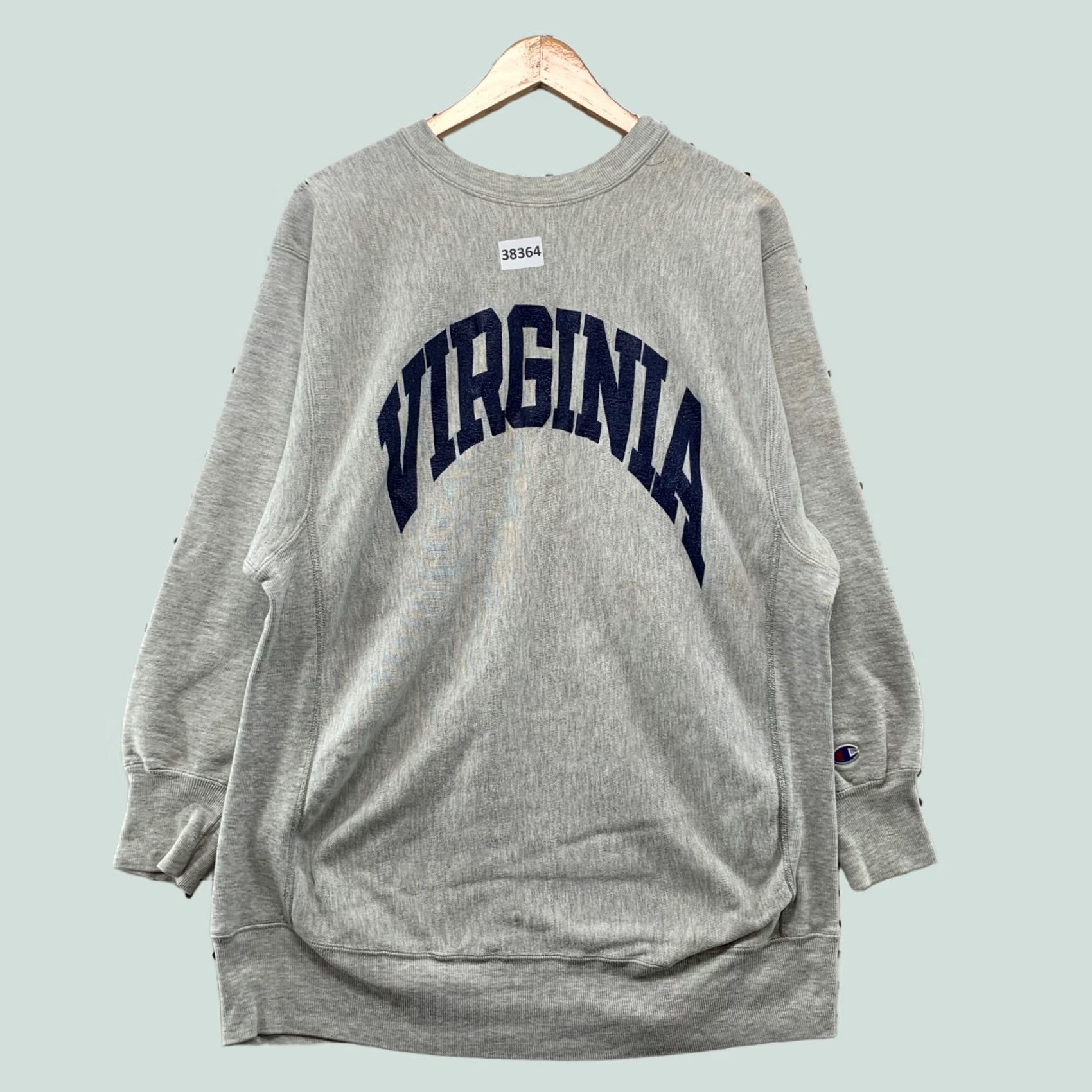 Champion VINTAGE Virginia Cavaliers Sweatshirt Men 2XL Gray Champion Reverse Weave 90s USA University Crew Neck Long Sleeve Pullover Fleece Sweatshirt Mens Size US XXL / EU 58 / 5 - 1 Thumbnail