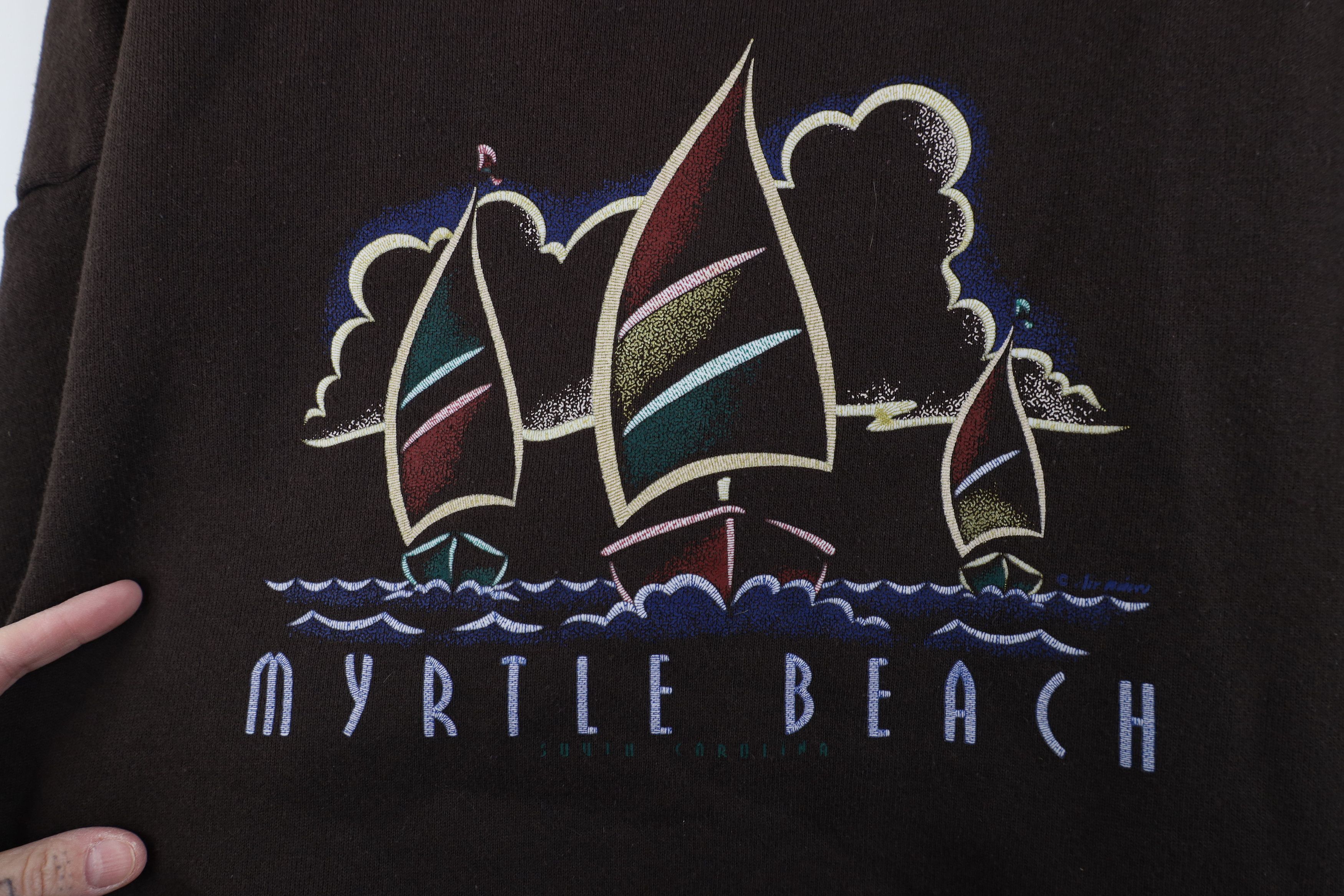 Vintage Vintage 90s Heavyweight Myrtle Beach Sailboat Sweatshirt USA Size XL / US 12-14 / IT 48-50 - 4 Thumbnail