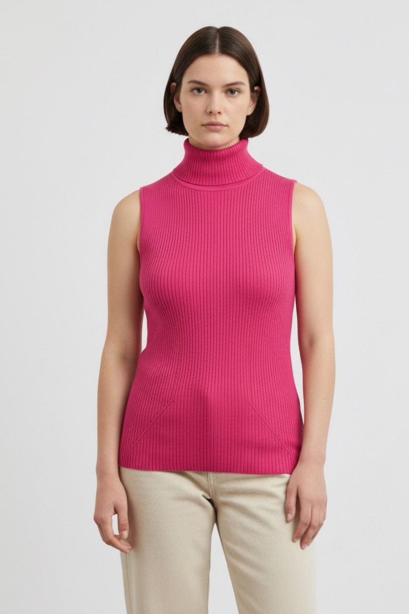 Versace Versace Jeans Couture Pink Wool Sleeveless Turtleneck size M Size M / US 6-8 / IT 42-44 - 1 Thumbnail