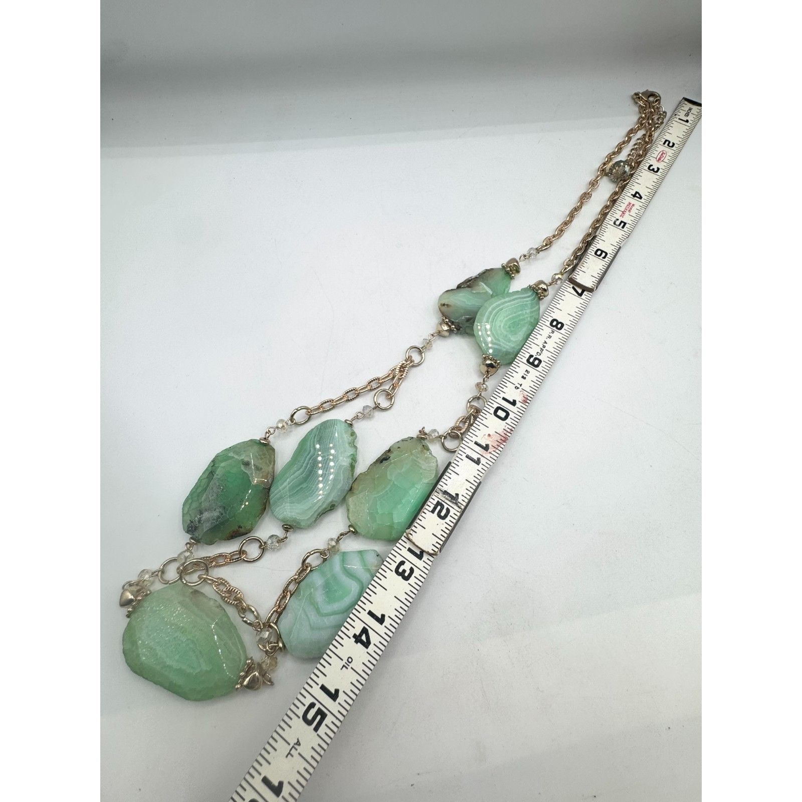 Other Vintage green stone geode crystal double strand necklace Size ONE SIZE - 6 Thumbnail
