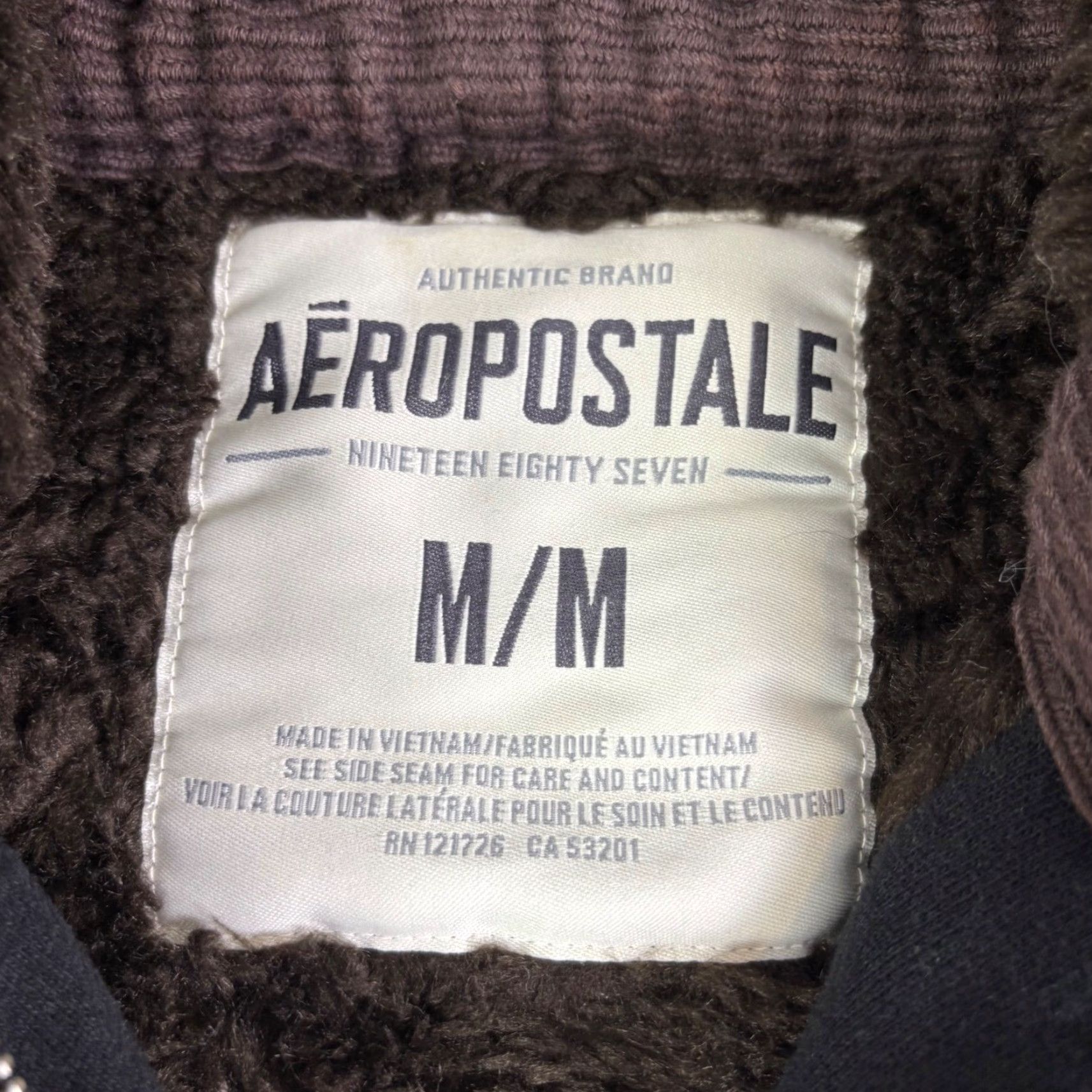 Aeropostale Aeropostale Hoodie Full Zip Sherpa Lined Black Medium Fleece Jacket Men Series College Outdoor Logo Zipper Pockets Graphic Print Size US M / EU 48-50 / 2 - 5 Thumbnail