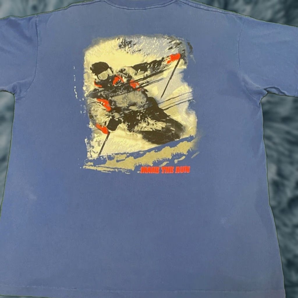Marlboro VINTAGE Marlboro Ski Outdoor Make The Run VTG Shirt Mens XL Blue 90s 1990s Short Sleeve Shirt Mens Size US XL / EU 56 / 4 - 1 Thumbnail