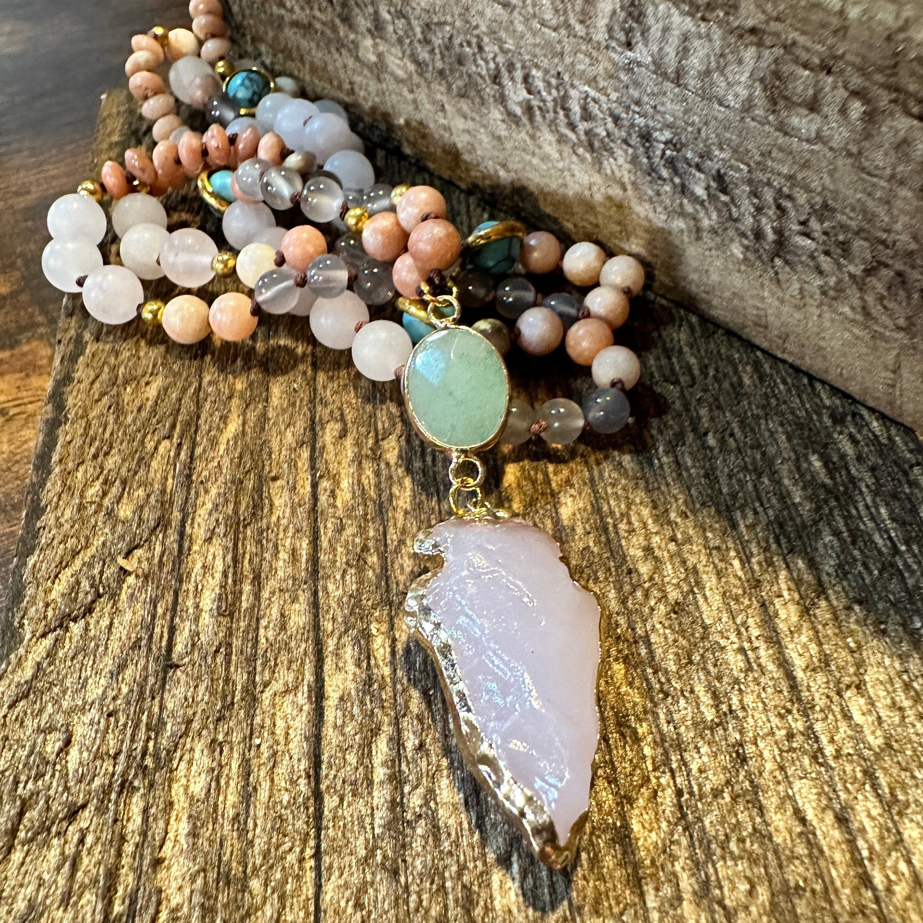 Other Handmade Boho Natural Stone Bead Necklace, Arrow Pendant Nec Size ONE SIZE - 1 Thumbnail