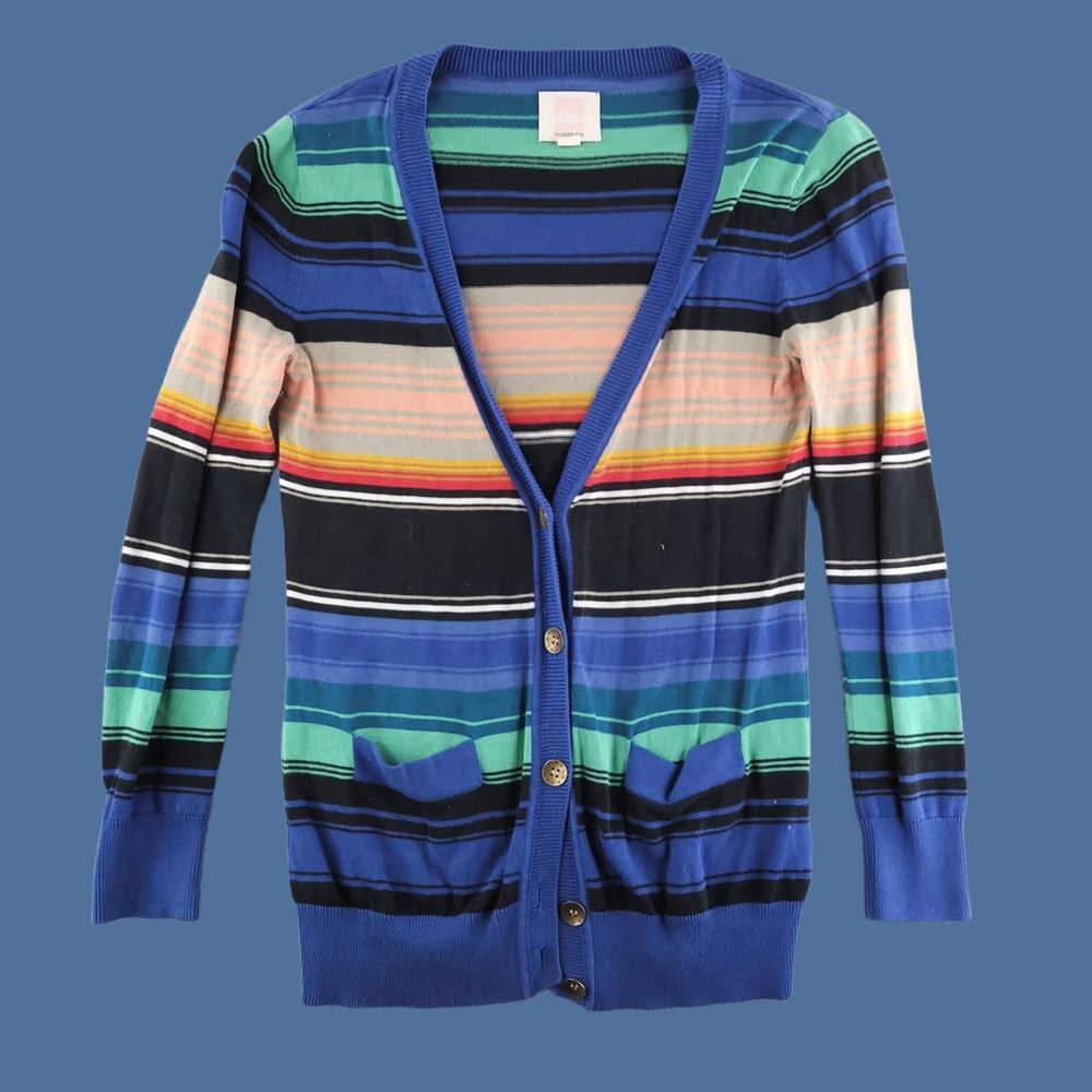 Quiksilver Quiksilver Cardigan Sweater Womens Small Knit Button Front Stripe Multicolor Colorful Long Sleeve Size S / US 4 / IT 40 - 1 Thumbnail