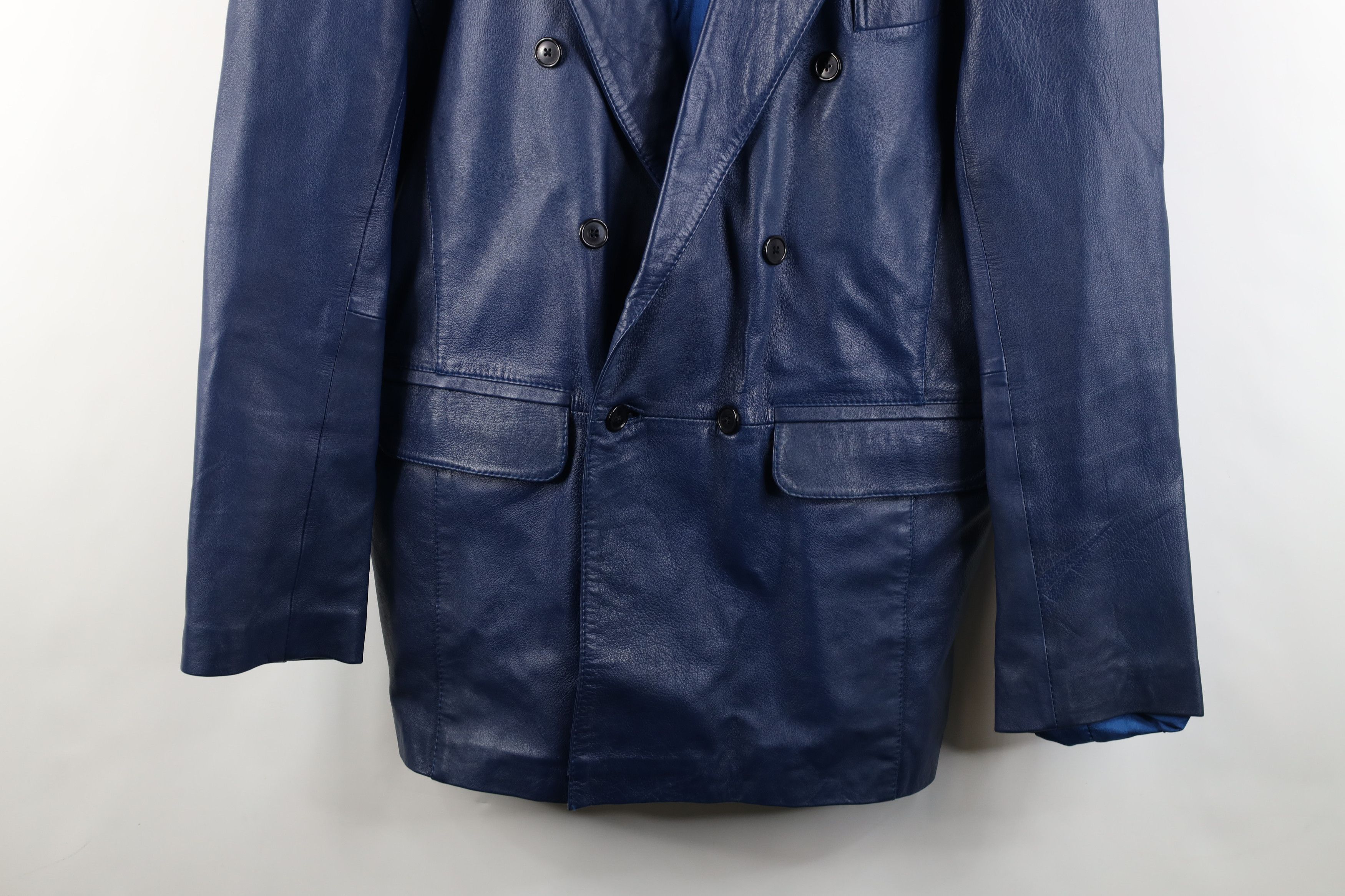 Vintage Vintage 90s Streetwear Leather Suit Coat Blazer Jacket Blue Size US M / EU 48-50 / 2 - 3 Thumbnail