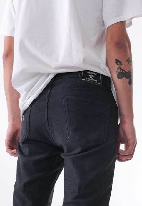 image of 90's Vintage Versace Black Trousers Pants, Men's (Size 30)