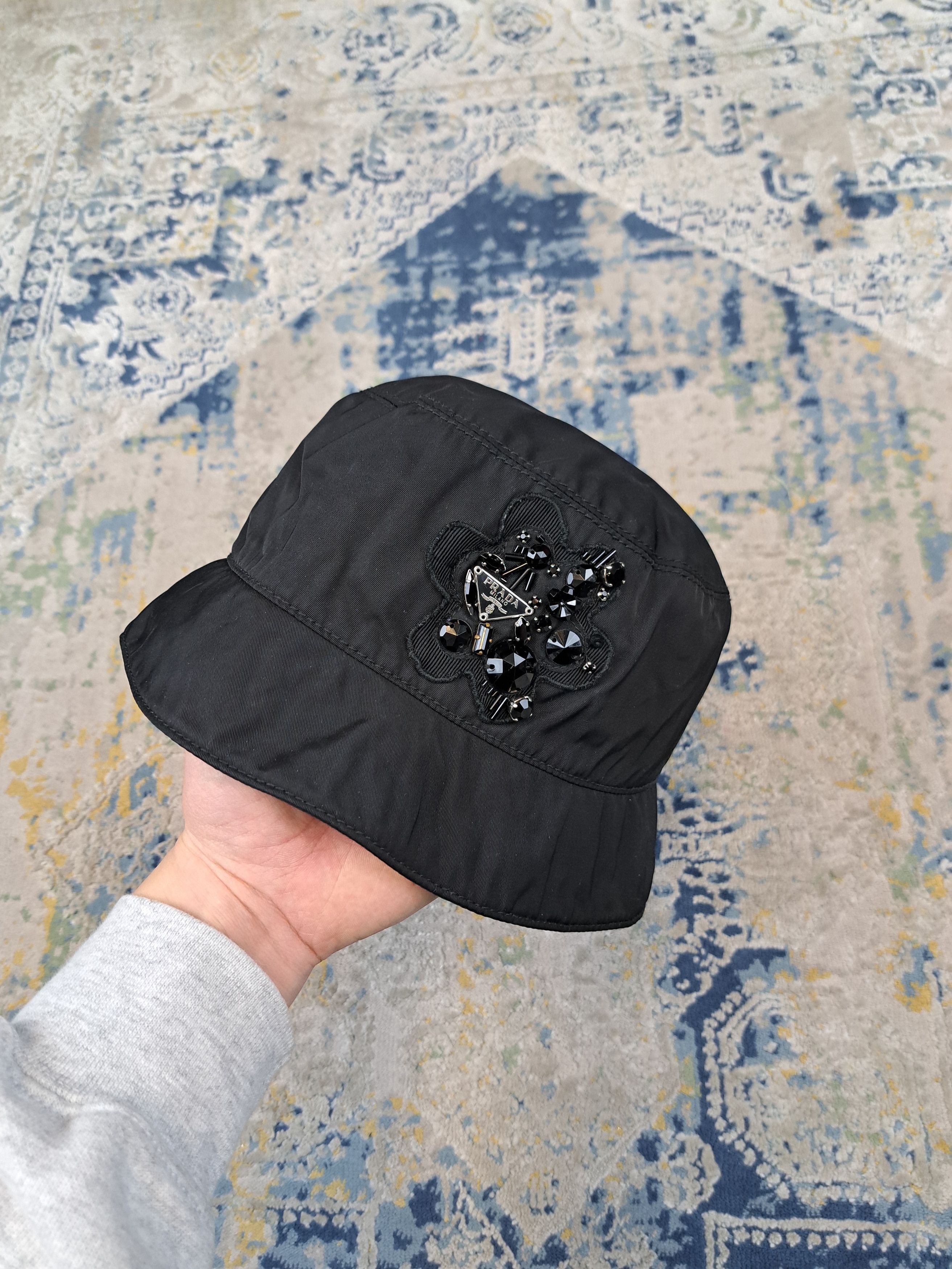 Prada × Raf Simons Prada Wide Brim Hat with Logo Chin Strap