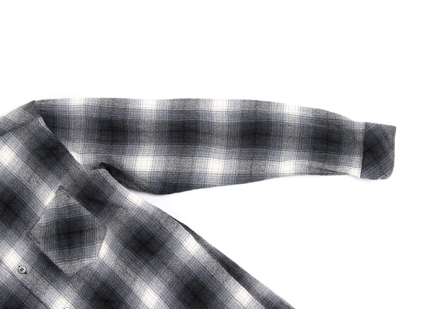 Ganryu Wool Ombre Check Flannel Shirt in Gray Off, Size S Size US S / EU 44-46 / 1 - 6 Thumbnail