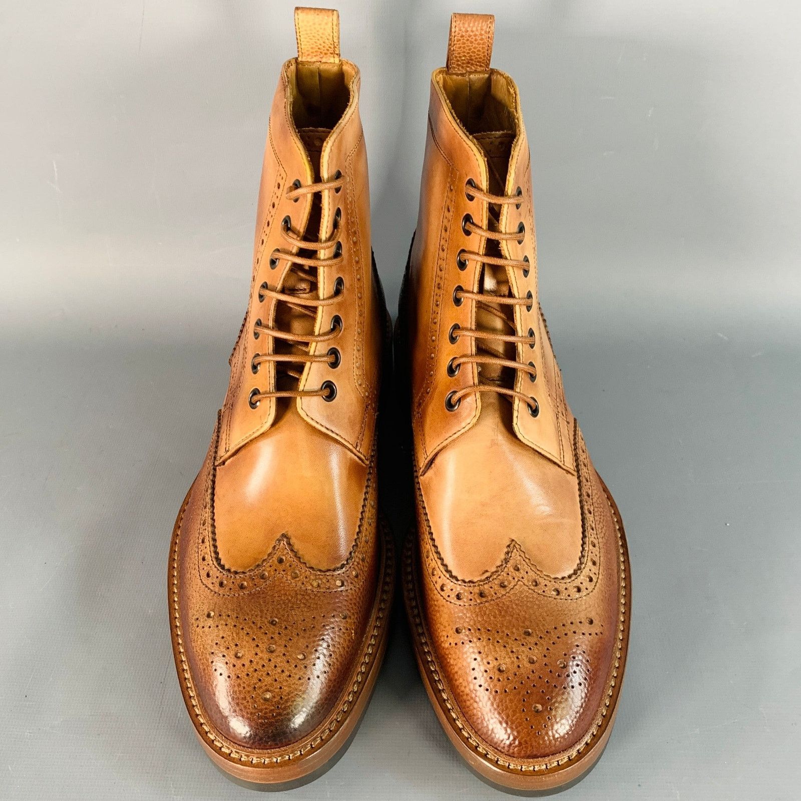 Paul Smith Size 8 Tan Brown Antique Leather Wingtip Lace-Up Boots Size US 8 / EU 41 - 4 Thumbnail