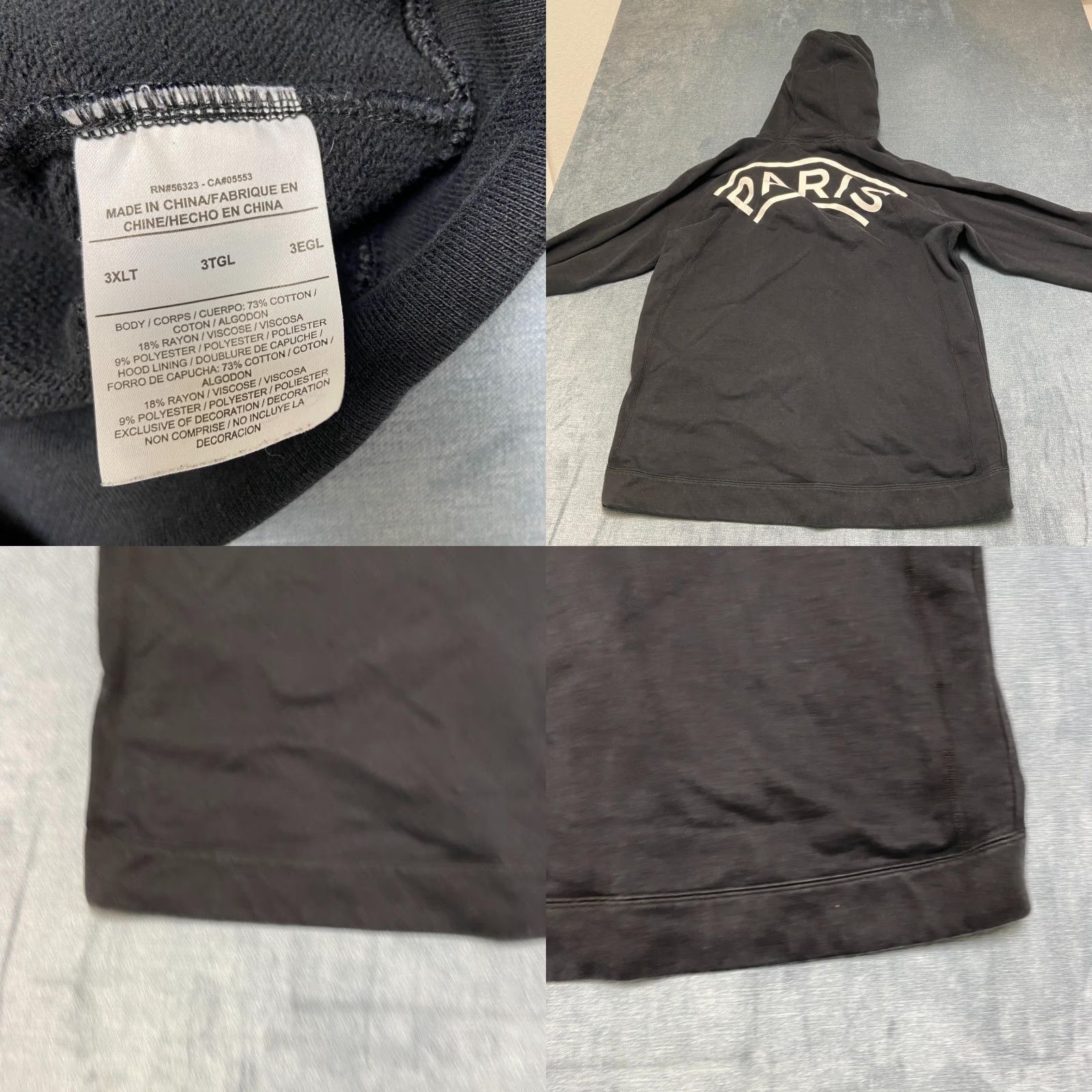Jordan Brand VINTAGE Jordan Hoodie Mens 3XLT Black Paris Saint Germain F.C. Fleece Size US XXL / EU 58 / 5 - 8 Thumbnail