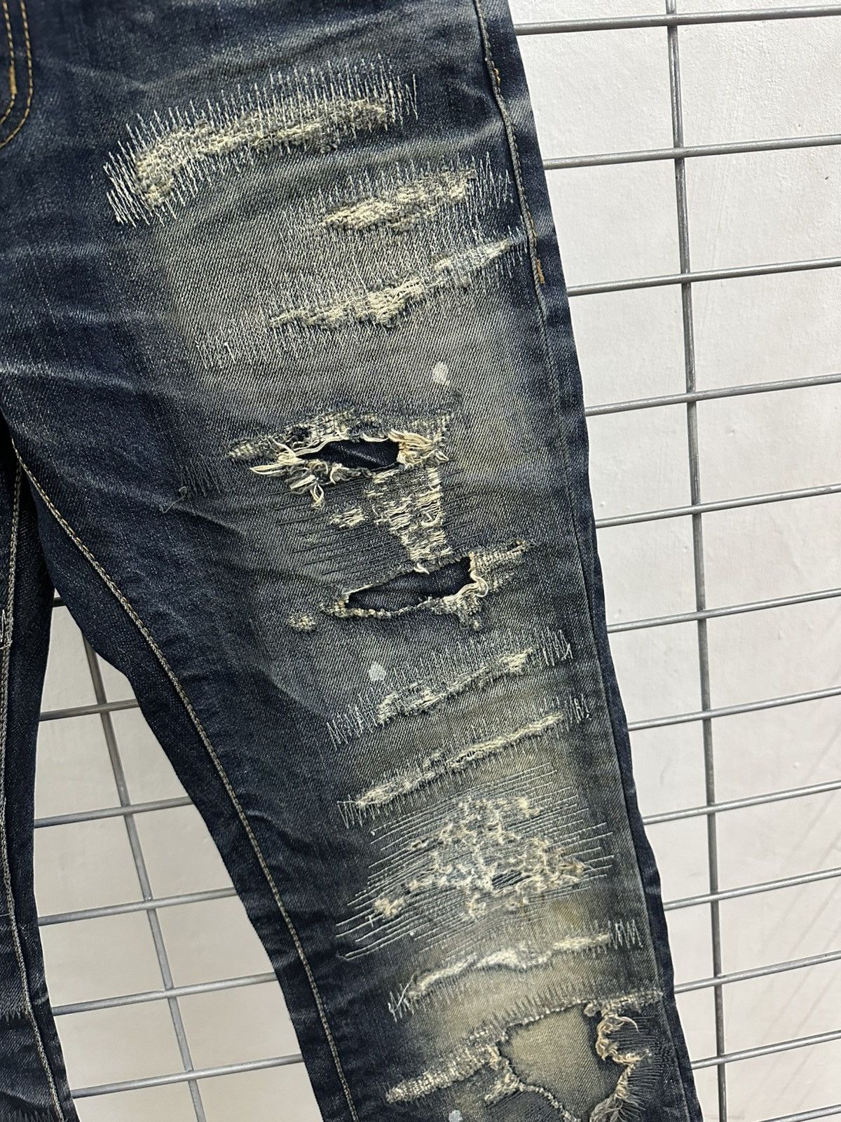 Isamu Katayama Backlash × JACKROSE × Japanese Brand Rare Beautiful Jack Rose Wash Boro Distressed Flared Denim Size US 31 - 7 Thumbnail