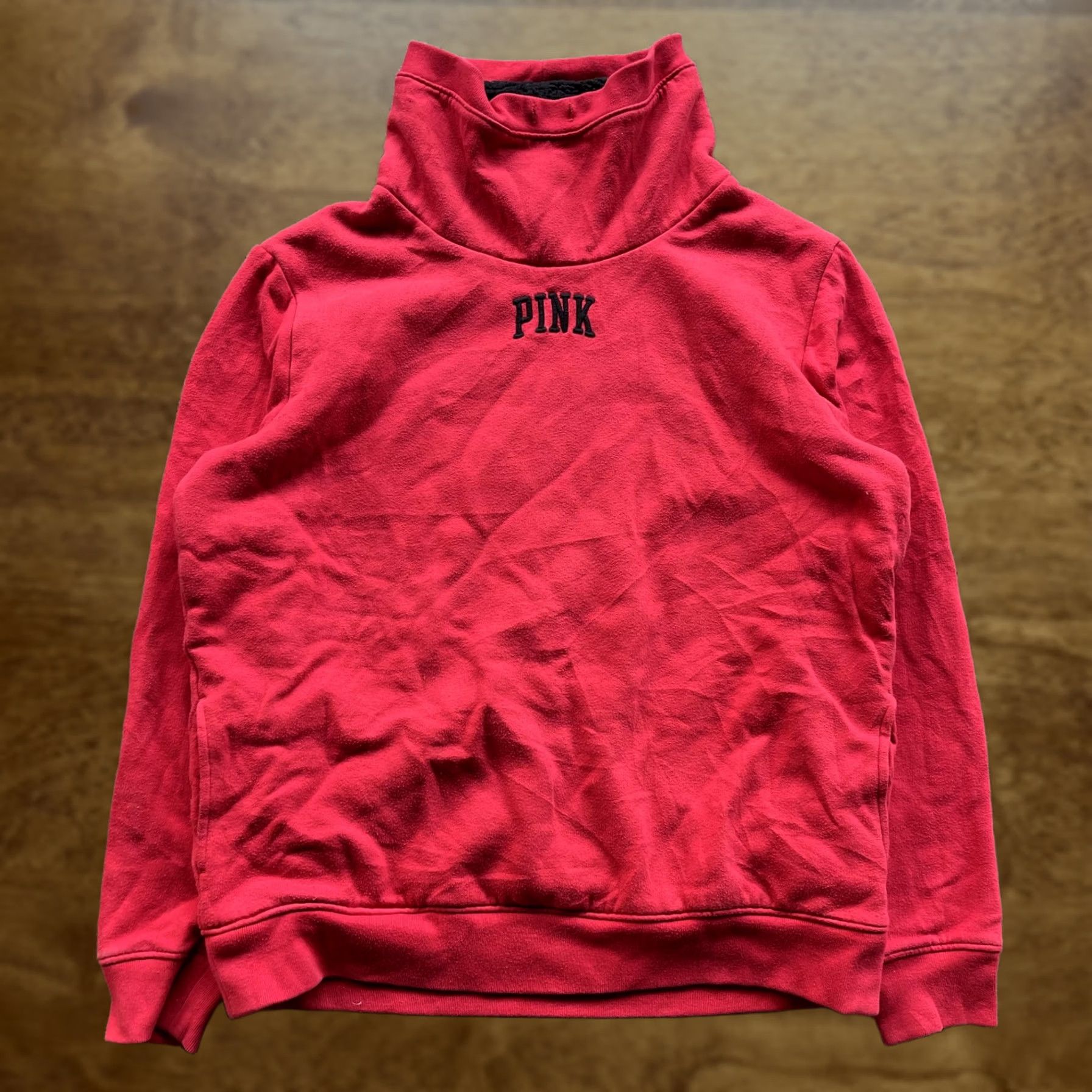 Pinko PINK Sweatshirt Womens Small Red Funnel Neck Sherpa Fleece Embroidered Logo PINK Victoria's Secret Size S / US 4 / IT 40 - 1 Thumbnail