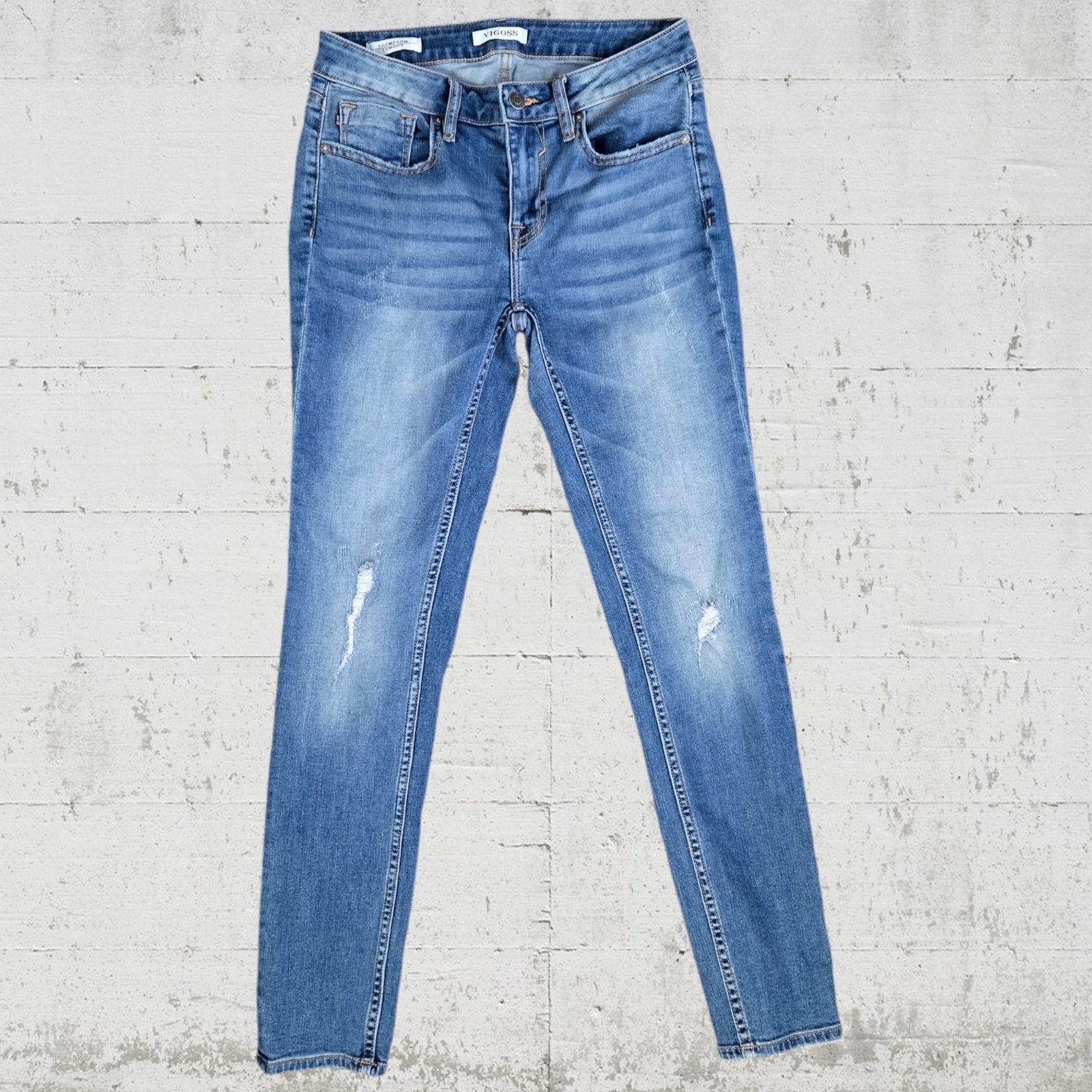 Other Vigoss Medium Wash Distressed Tomboy Skinny Jeans Size 27 Size 27" / US 4 / IT 40 - 2 Thumbnail