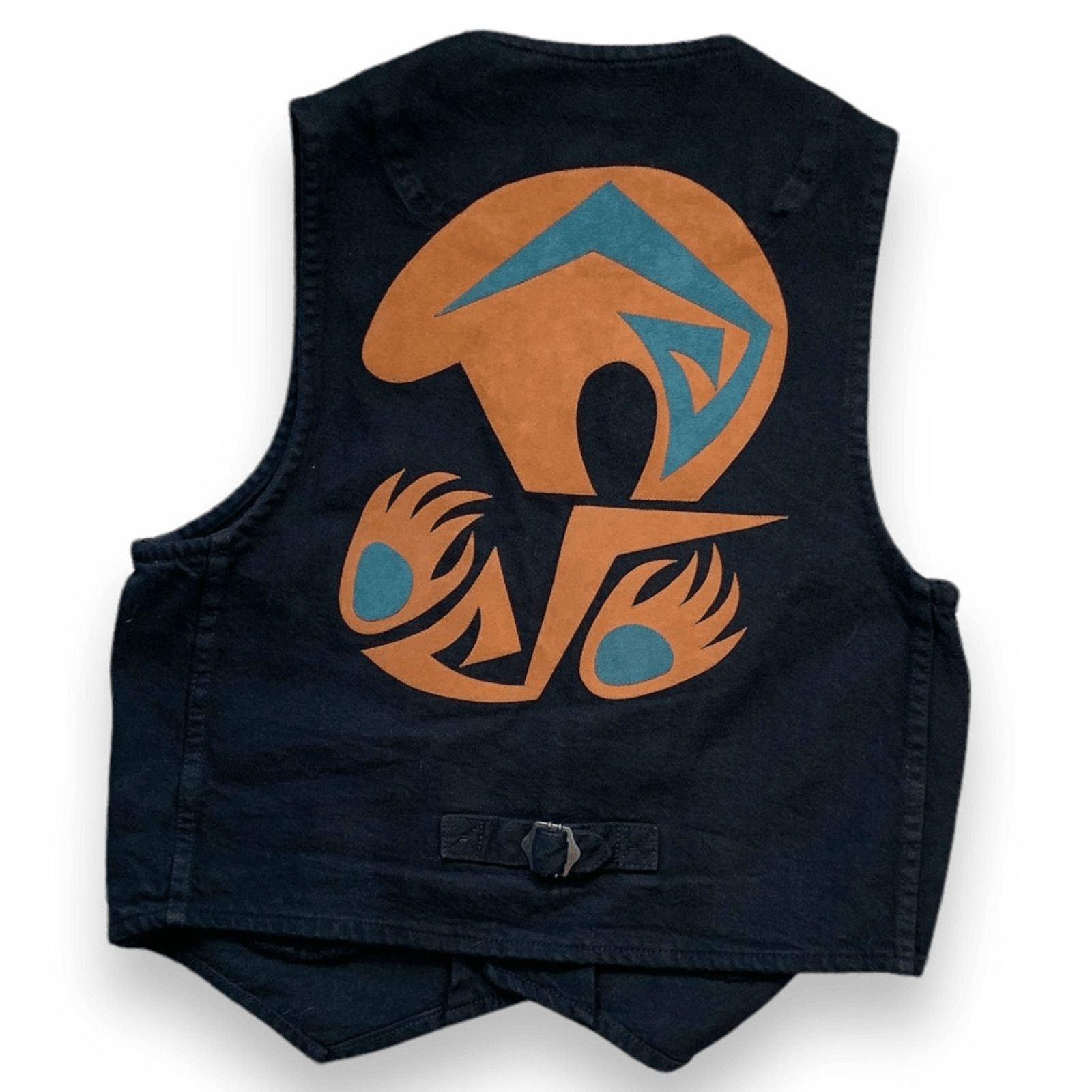 Vintage Vintage Sundance Denim Black Western Tribal Graphic Vest Size US M / EU 48-50 / 2 - 3 Thumbnail