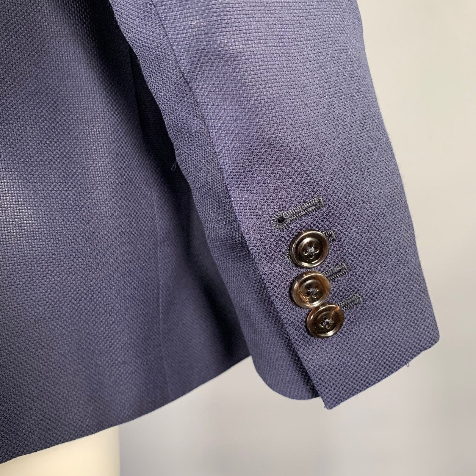 Ermenegildo Zegna ERMENEGILDO ZEGNA 40 Navy Wool Silk Notch Lapel Sport Coat Size 40R - 4 Thumbnail