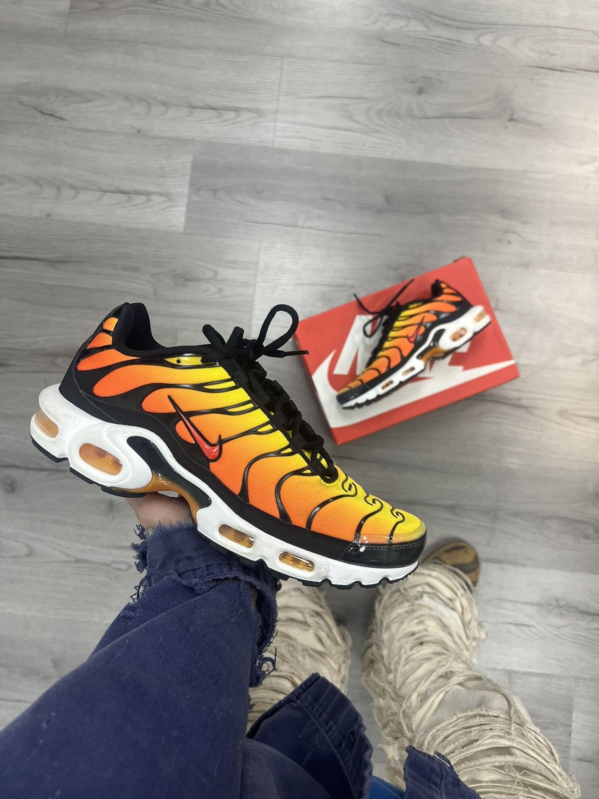 Nike Air Max TN tiger sunset running shoes popular 7Y