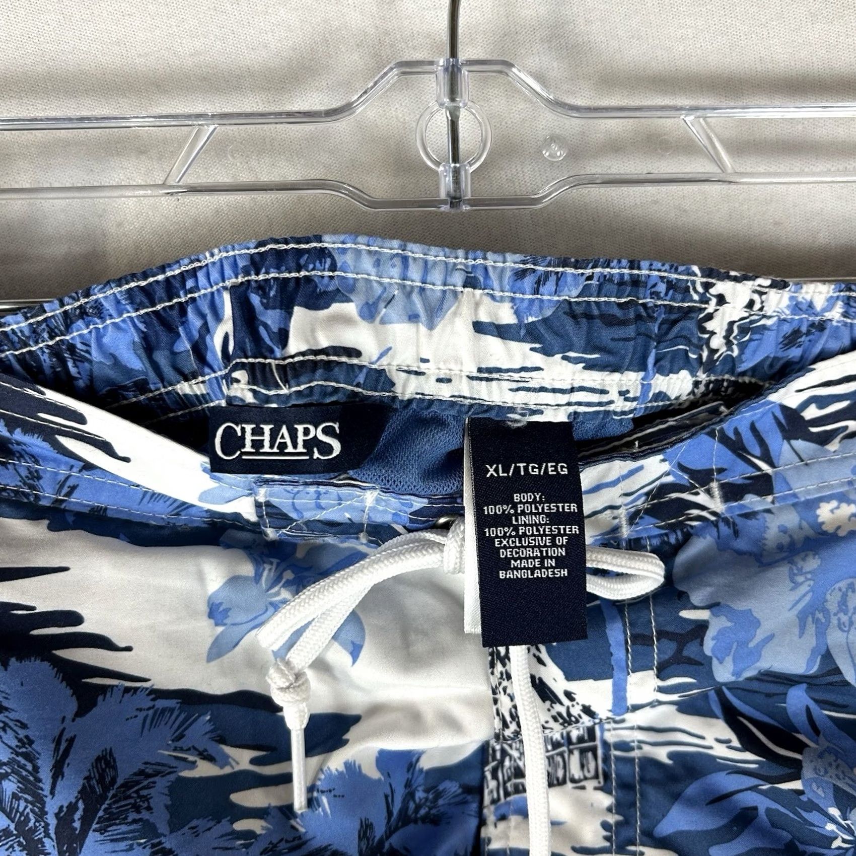 Chaps Chaps Swim Trunks Mens XL Blue Abstract Floral Boardshorts Beach Pool Nylon Polyester Quick Dry Breathable Pockets Drawstring Elastic Waist Lined Size US 36 / EU 52 - 7 Thumbnail