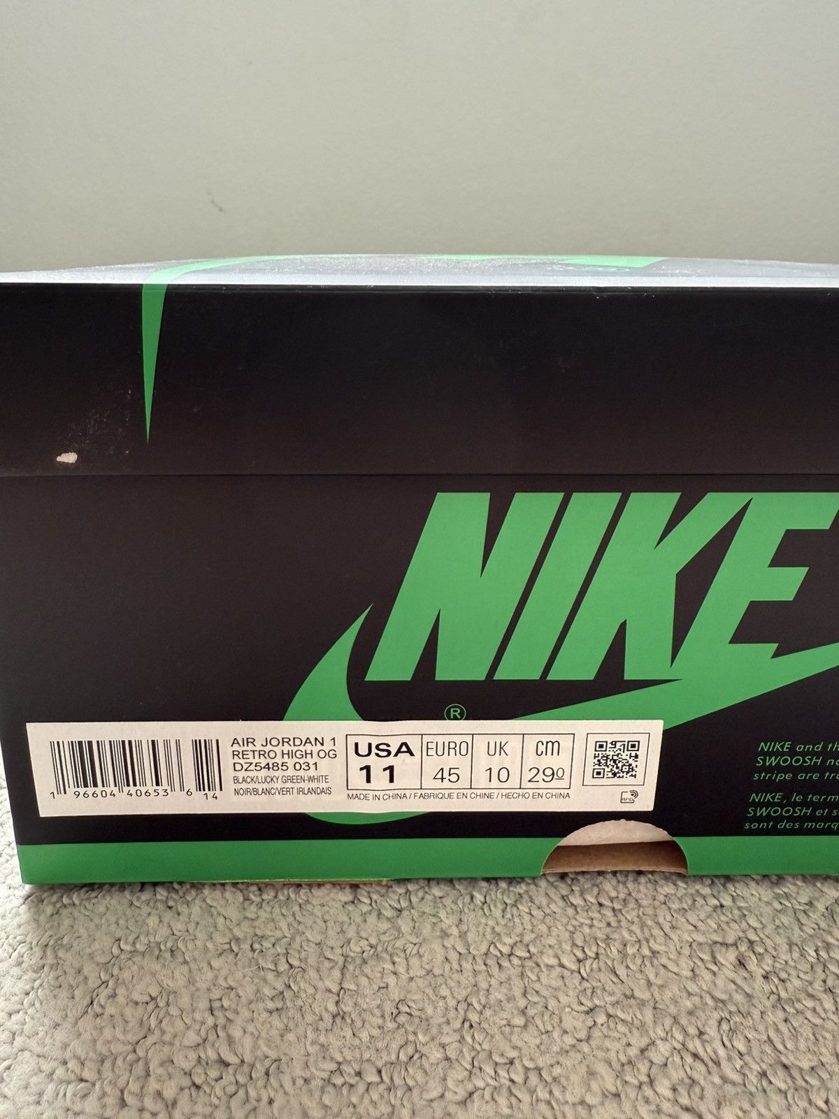 Nike Jordan 1 Retro High OG Lucky Green - US Mens Size 11 Size US 11 / EU 44 - 8 Thumbnail