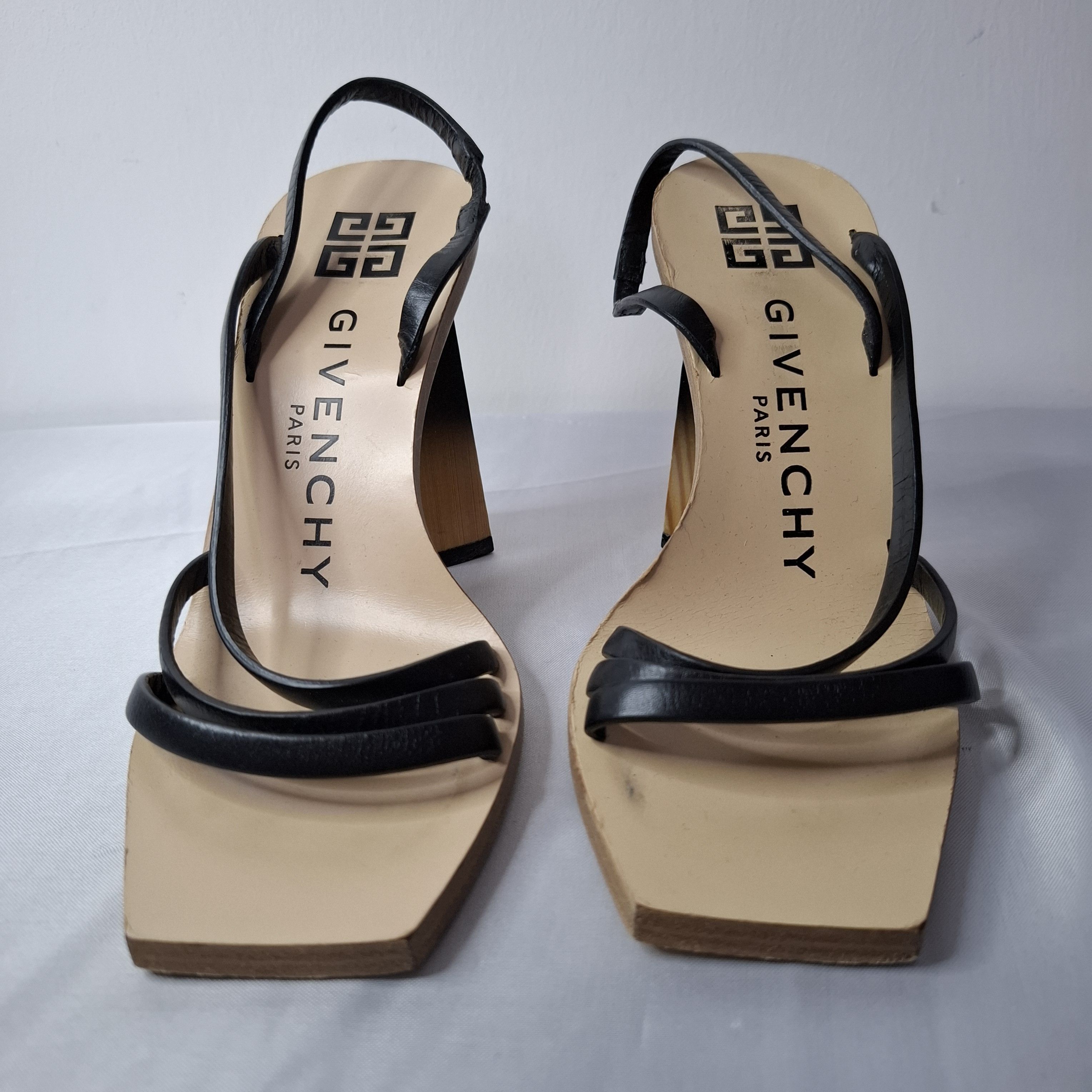 Givenchy Givenchy Losange Brown Wood & Leather Slingback Heels Size US 5 / IT 35 - 7 Thumbnail