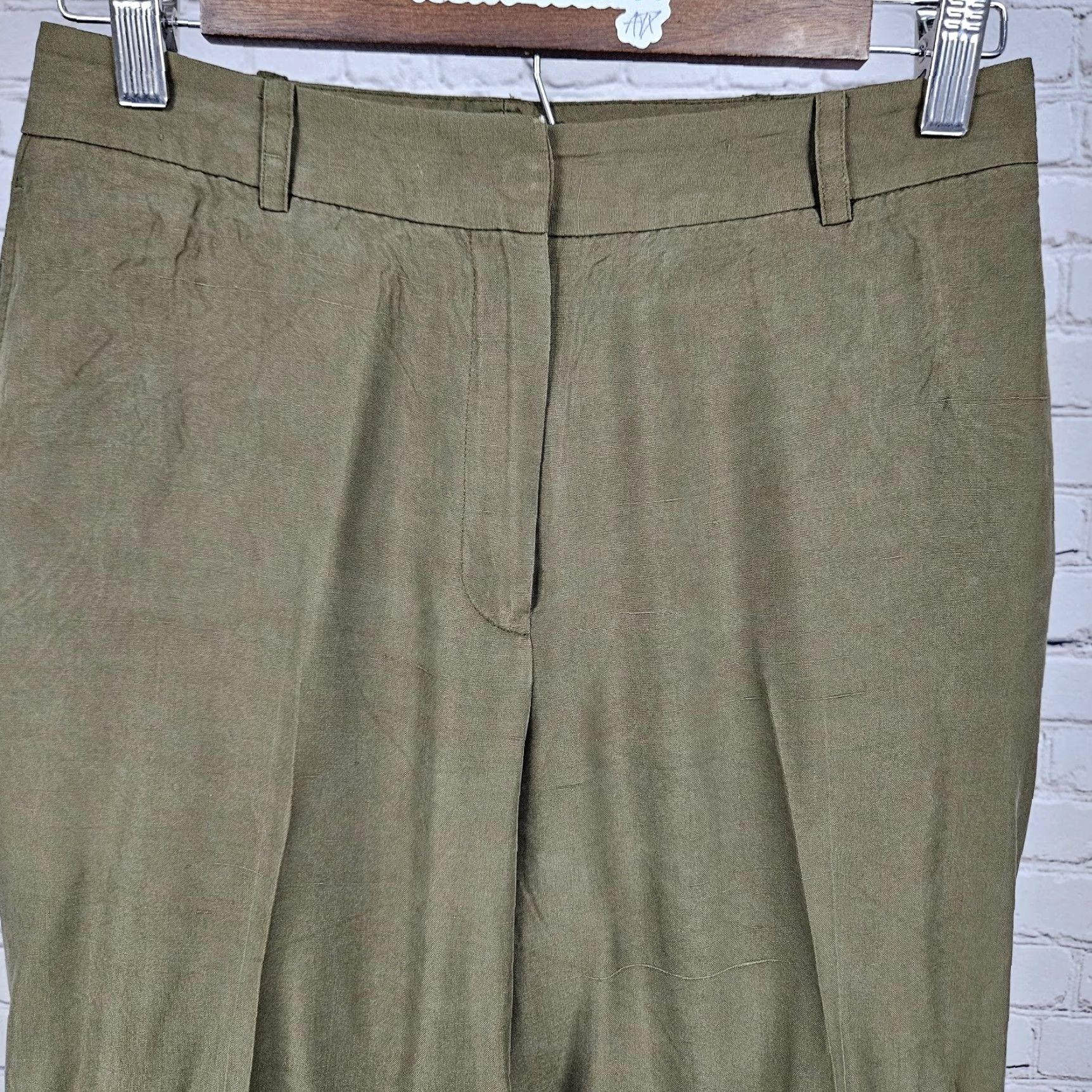 Ann Taylor Ann Taylor Green 100% Silk Mid Rise Lined Cuffed Straight Dress Pants 4 (26x30) Womens Size 27" / US 4 / IT 40 - 5 Thumbnail