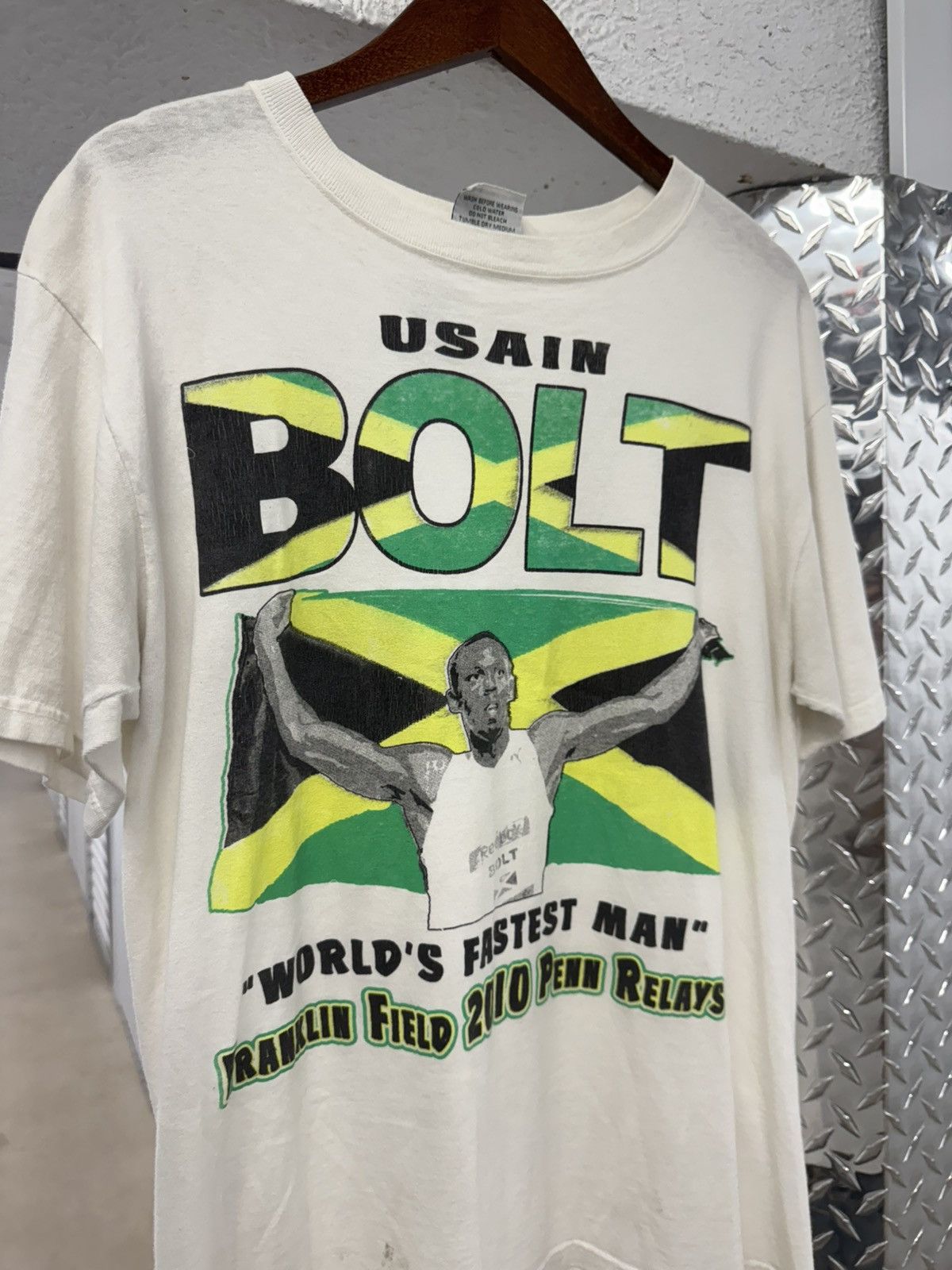 Vintage 2010 Usain Bolt Worlds Fastest Man Franklin Field Shirt Size US M / EU 48-50 / 2 - 2 Thumbnail