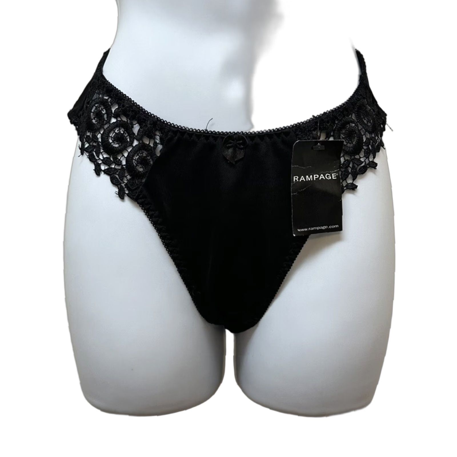 Vintage VINTAGE Rampage Black High Cut Lace Bikini Panty Panties Size M NWT Size 32" / US 10 / IT 46 - 1 Thumbnail