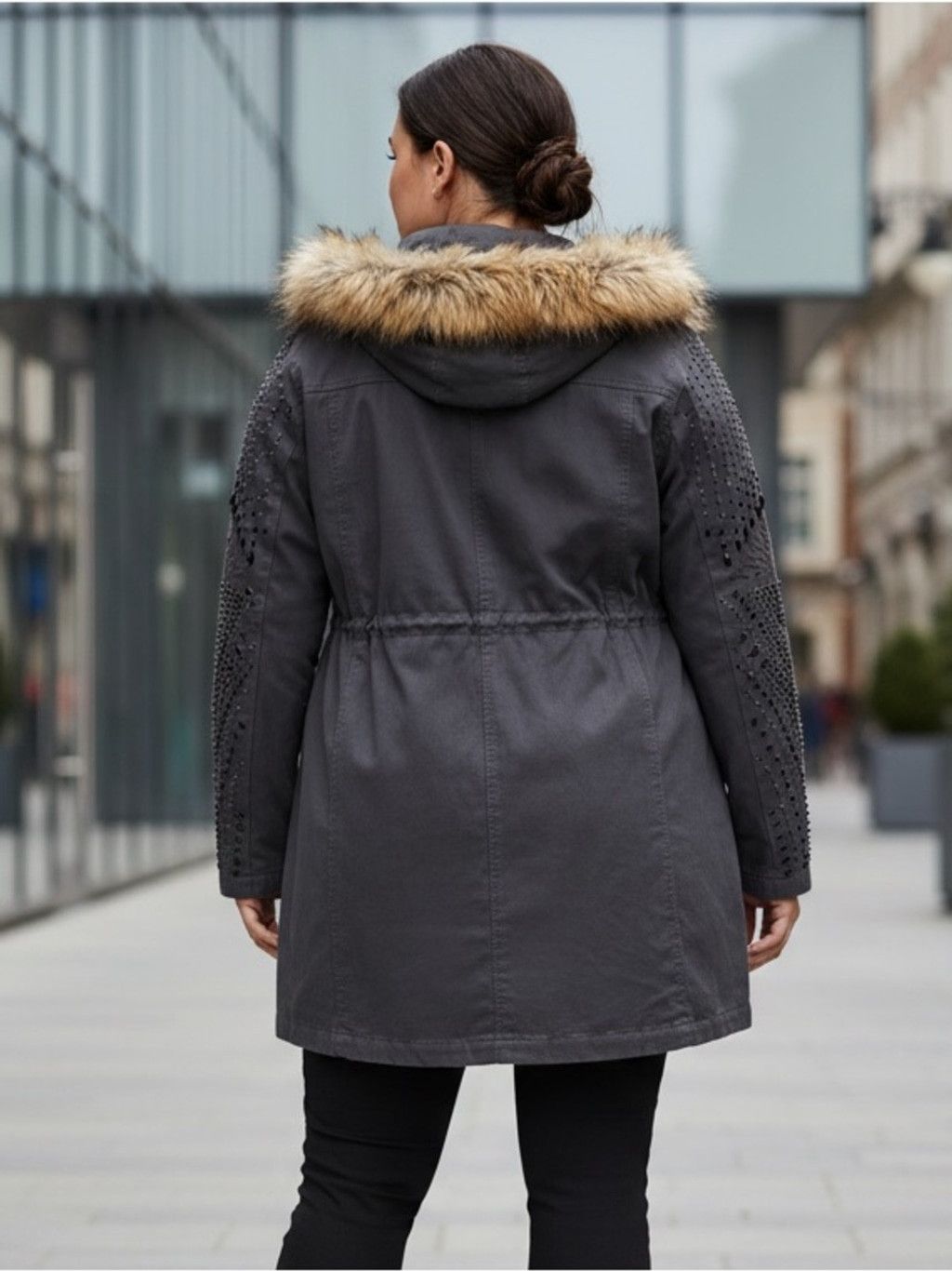 Torrid Torrid Embellished Rhinestone Parka Coat w/ Faux Fur Hood 1 Size XL / US 12-14 / IT 48-50 - 3 Thumbnail