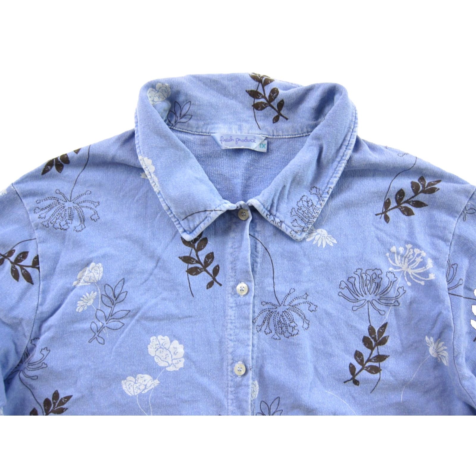 Vintage Fresh Produce Purple Floral 3/4 Sleeve Collared Button Down Blouse 1X Size XL / US 12-14 / IT 48-50 - 3 Thumbnail