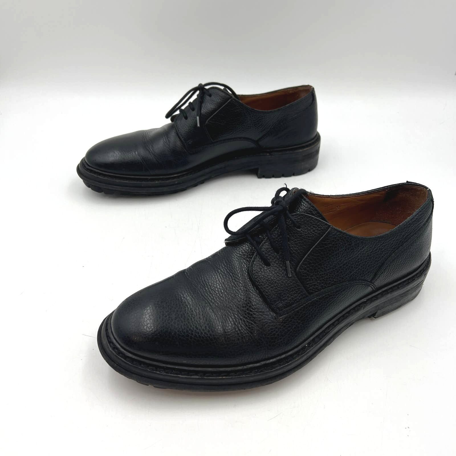 Lanvin Lanvin Men's Grained Leather Lug Sole Derby Shoes Black Size US 10 / EU 43 - 10 Thumbnail