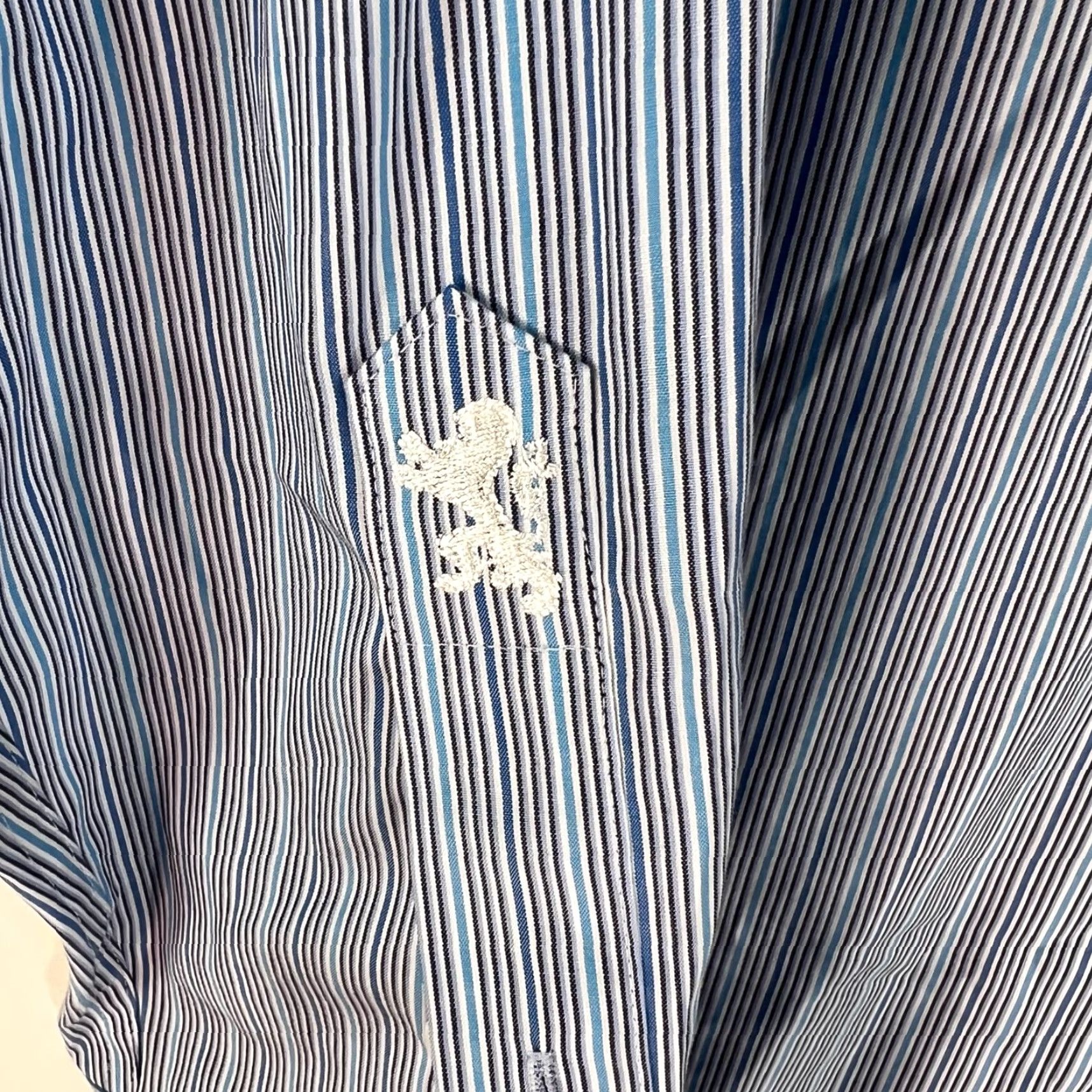 BUGATCHI BUGATCHI UOMO Striped Button-Up Shirt Mens Size 16.5 Blue Cotton Shirt Mens Regular Blue 16.5 34/35 Classic Colorful Designer Size US L / EU 52-54 / 3 - 4 Thumbnail