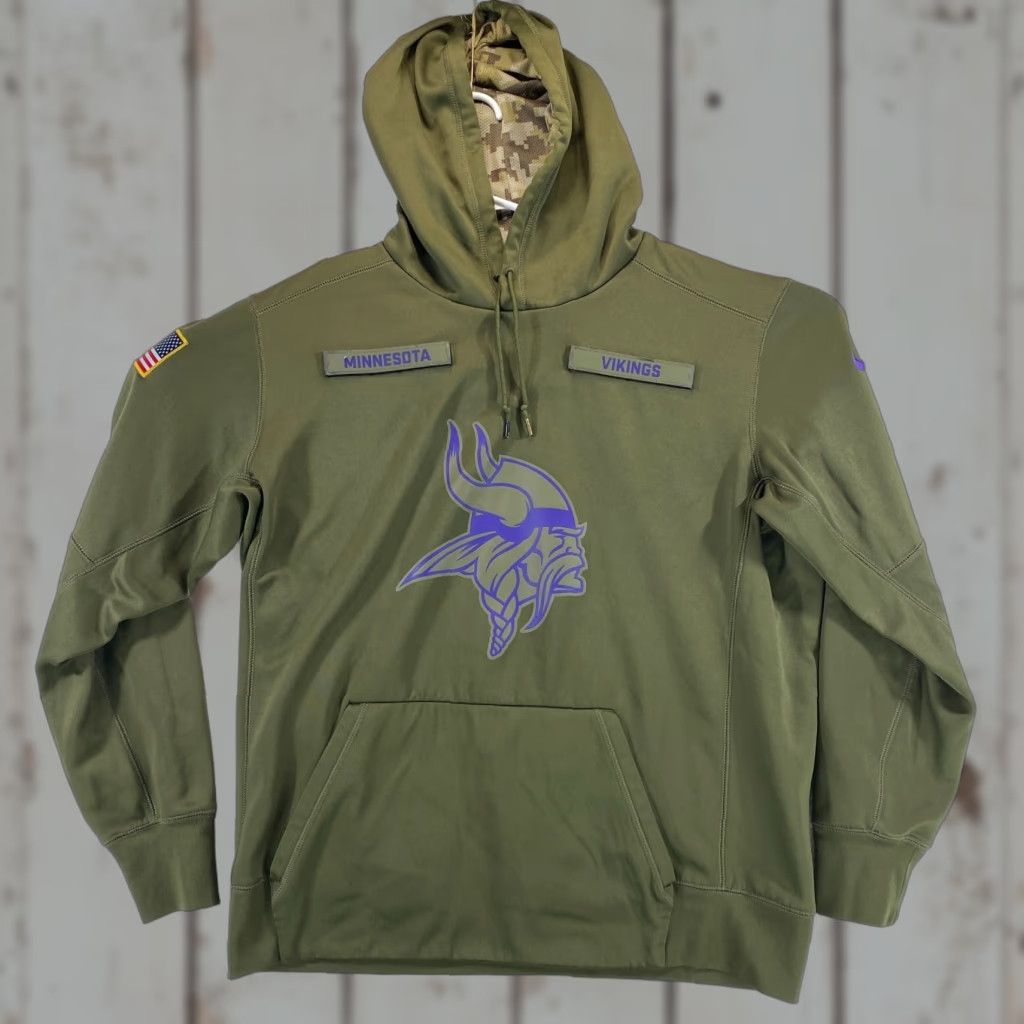 Nike VINTAGE Nike Minnesota Vikings Mens Hoodie Large Salute Service USA Flag NFL Sweatshirt Size US L / EU 52-54 / 3 - 1 Thumbnail