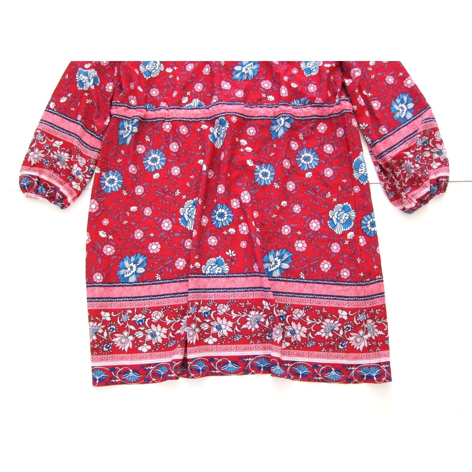 Pinko NWT Floryday Pink Blue Floral Stretch Long Sleeve Peasant Tunic Dress Women XXL Size XXL / US 16-18 / IT 52-54 - 6 Thumbnail