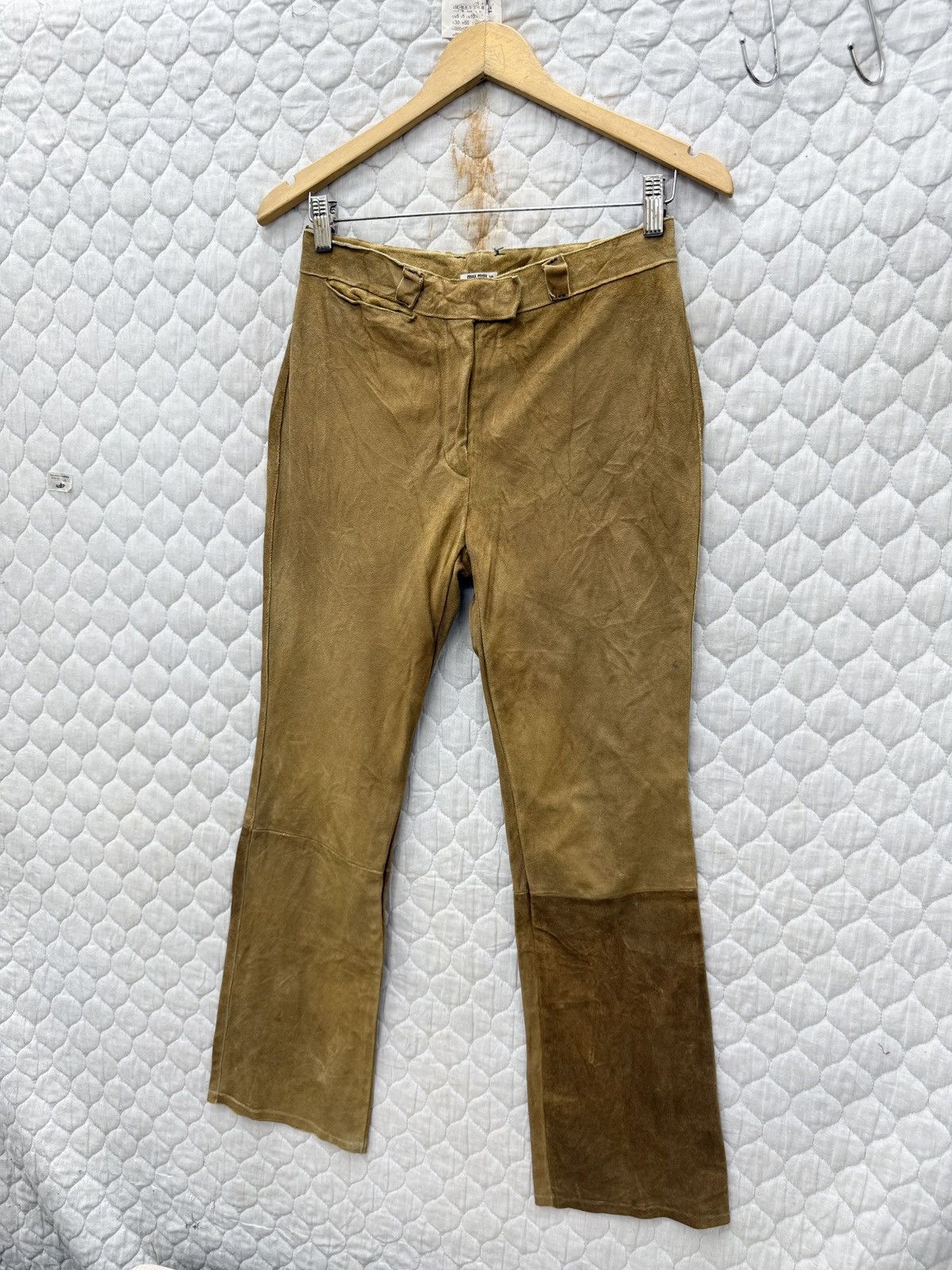 Miu Miu 🔥🔥🔥ARCHIVE MIU MIU SUEDE LEATHER PANTS Size 26" / US 2 / IT 38 - 3 Thumbnail