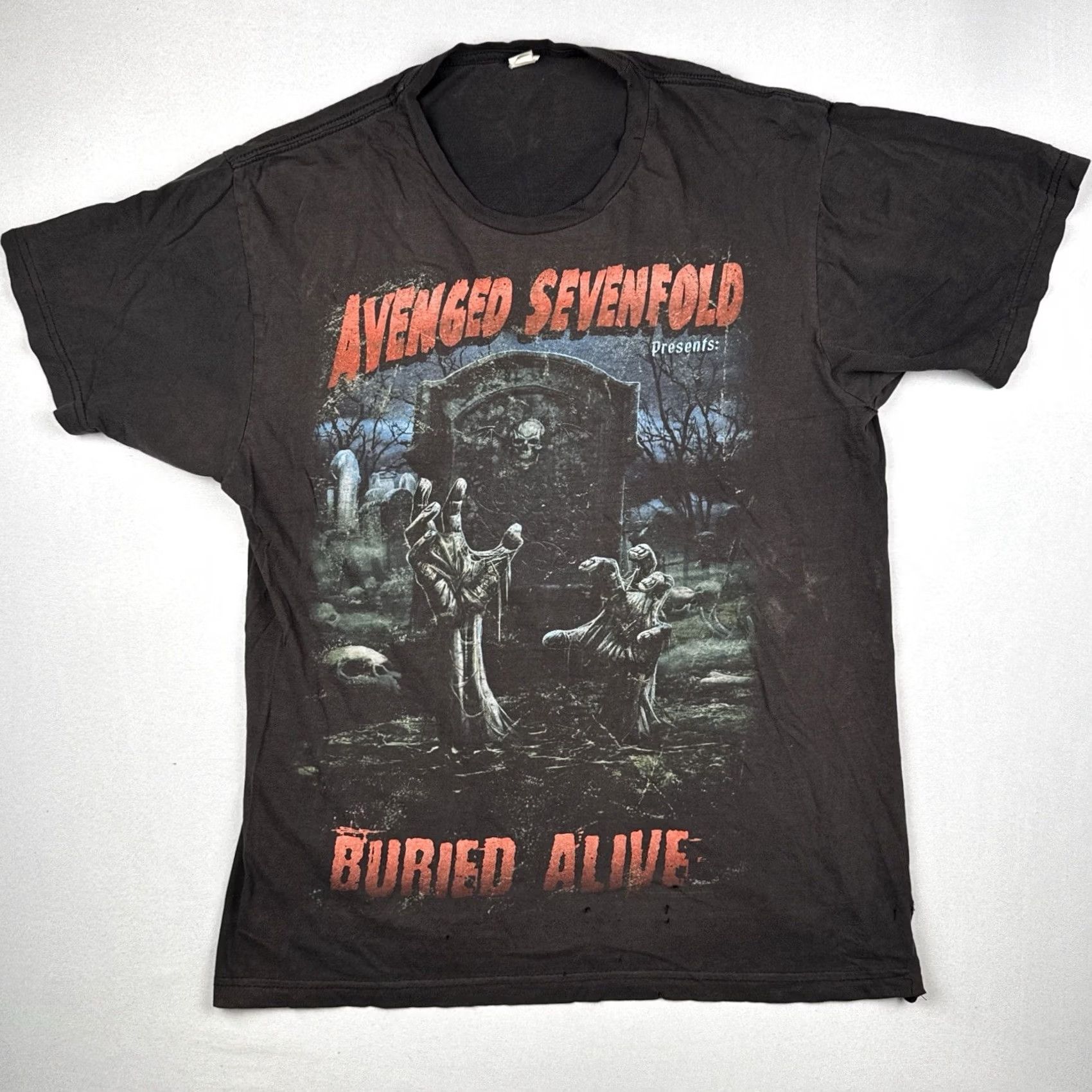 Tultex Avenged Sevenfold Band T Shirt Adult L Black Distressed Faded Grunge Rock Music Metal Size US L / EU 52-54 / 3 - 2 Thumbnail