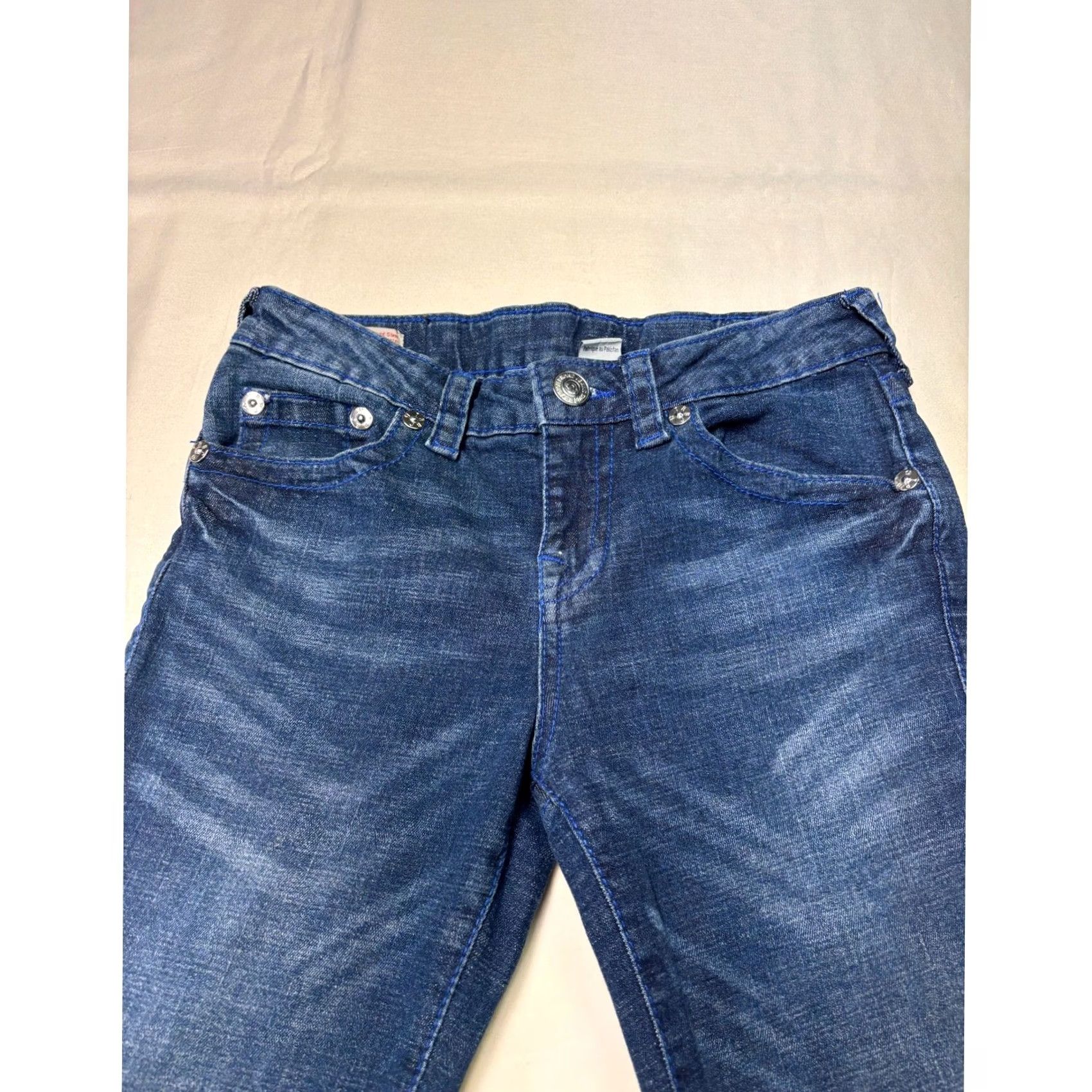 True Religion True Religion Geno Relaxed Slim Jeans Dark Wash Blue Stitching 29 Regular 26.5 Inseam Womens Jeans Size 29" - 2 Thumbnail