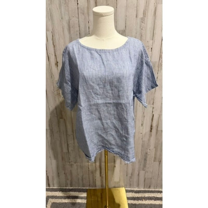 Eileen Fisher Eileen Fisher Tunic Blouse Womens Medium Blue White Size M / US 6-8 / IT 42-44 - 2 Thumbnail