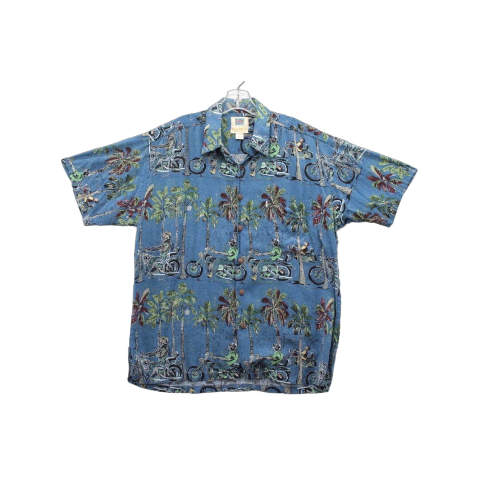 Vintage Kahala Shirt AVI Hawaiian Biker Motorcycle Palm Trees Paradise Tropical VTG USA Medium Blue Men's Size US M / EU 48-50 / 2 - 1 Thumbnail