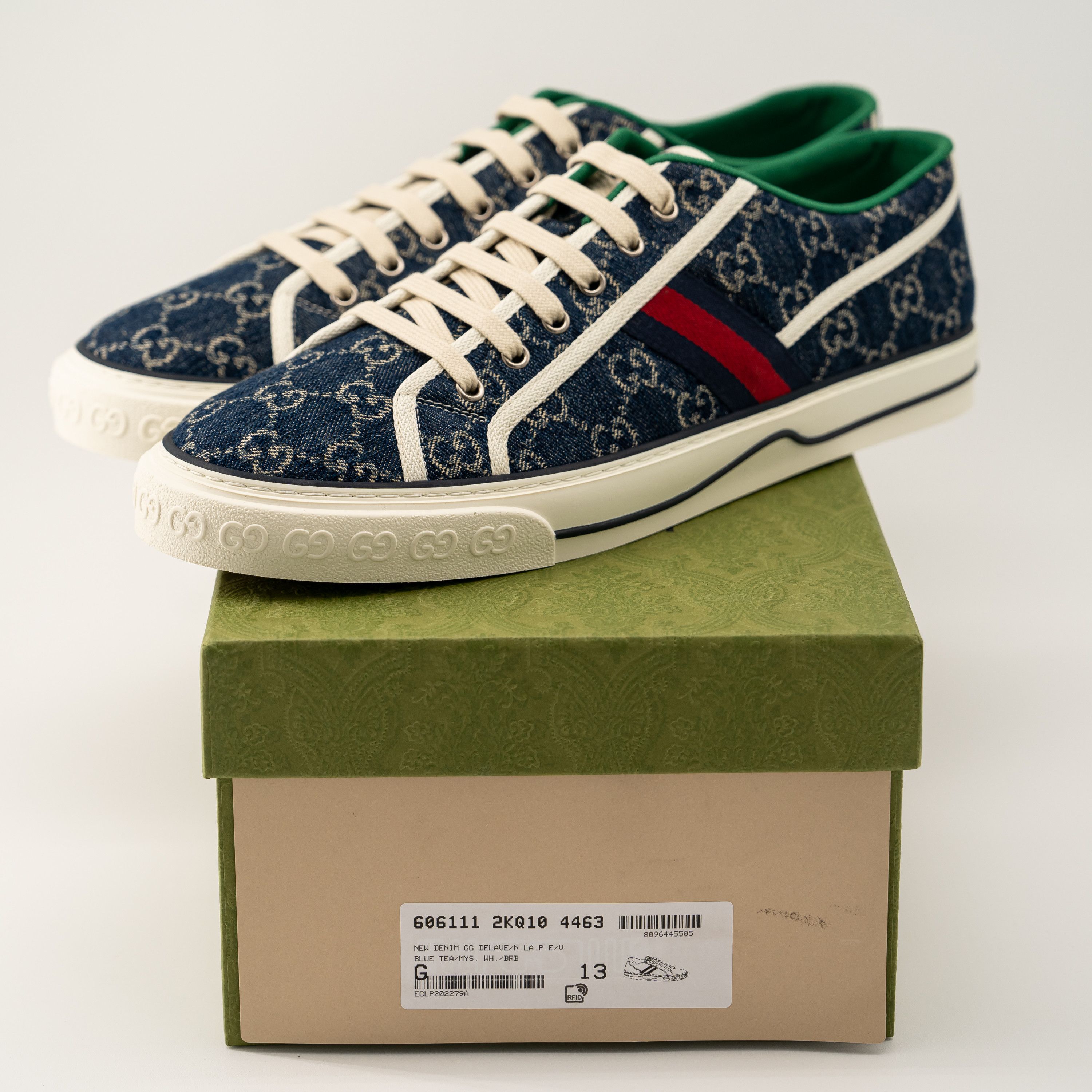 Gucci 13G 13.5 US Gucci Tennis Denim Sneakers GG print Blue Size US 13 / EU 46 - 11 Thumbnail