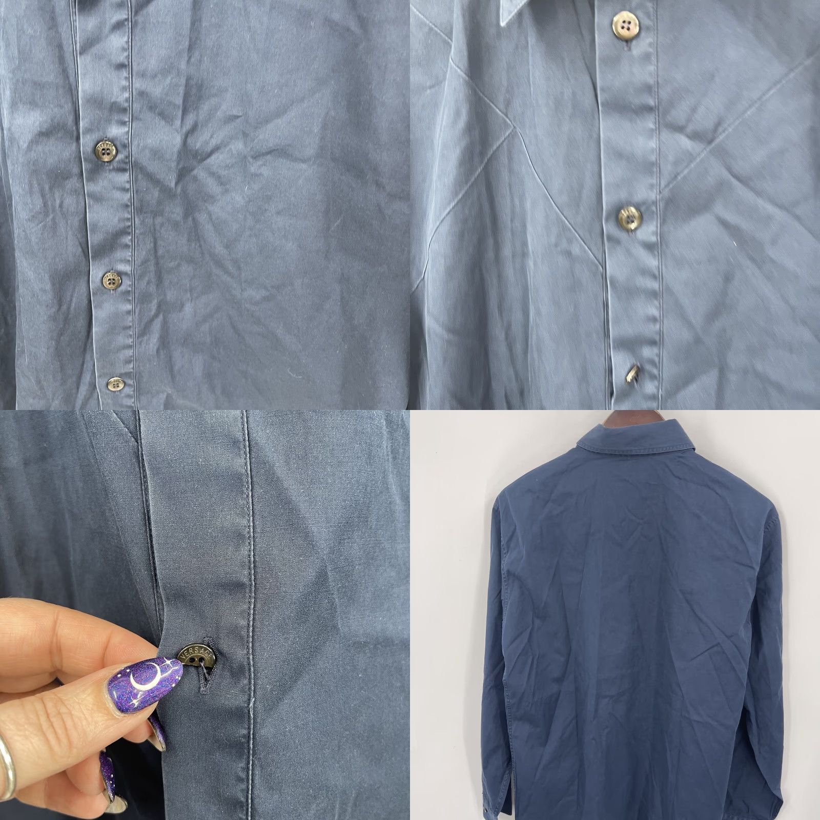 Versace VINTAGE Versace Shirt Mens Small Blue Button-Up Collared Button-Front 90s Style Mens Size US S / EU 44-46 / 1 - 8 Thumbnail