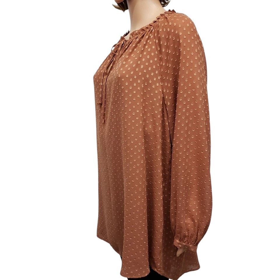 Other DR2 BY DANIEL RAINN Plus Size 2X Swiss Dot Tie Neck Blouse Size XXL / US 16-18 / IT 52-54 - 9 Thumbnail