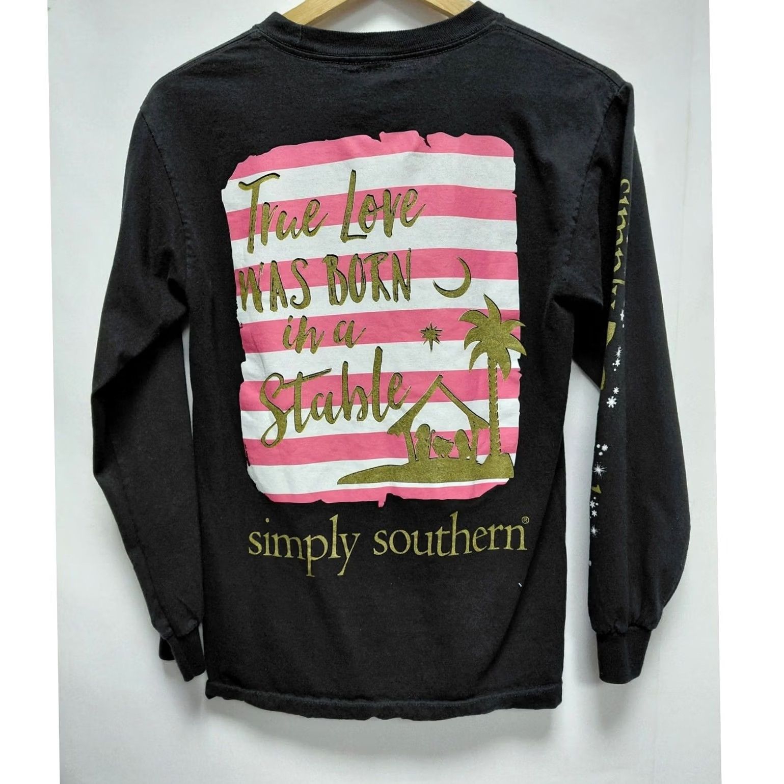 Vintage Simply Southern Graphic Knit Long Sleeve Shirt Women XS Black See Measurements Size XS / US 0-2 / IT 36-38 - 2 Thumbnail