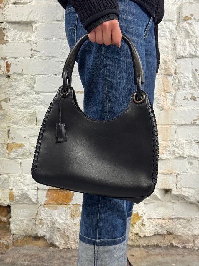 Gucci Gucci Whipstitched Bamboo Hobo Black Leather Hande Bag Size ONE SIZE - 2 Thumbnail