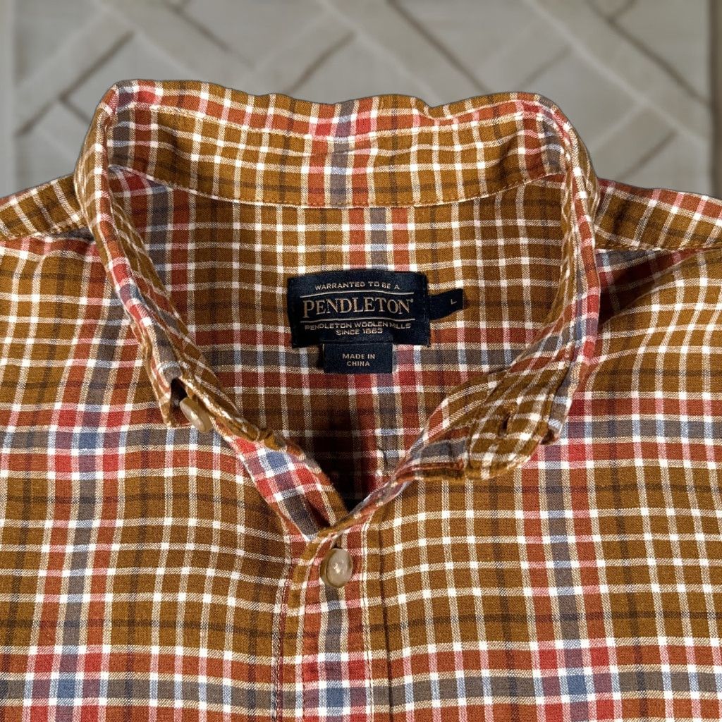 Pendleton Pendleton Button-Up Shirt Mens Medium Brown Plaid Linen Rayon Short Sleeve Classic Outdoor Size US M / EU 48-50 / 2 - 1 Thumbnail