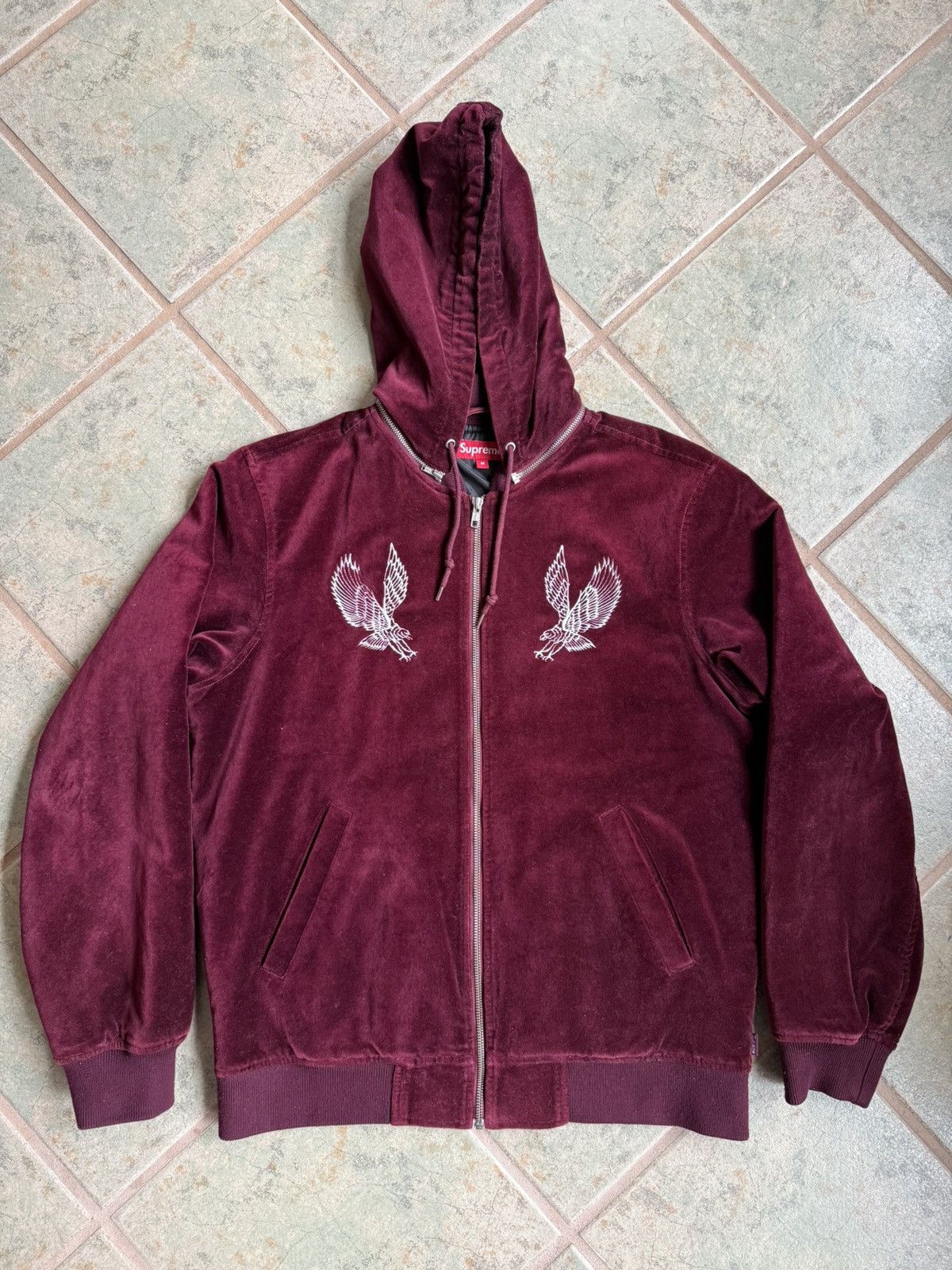 Supreme Supreme Burgundy Eagle Velour Jacket Medium Size US M / EU 48-50 / 2 - 1 Thumbnail