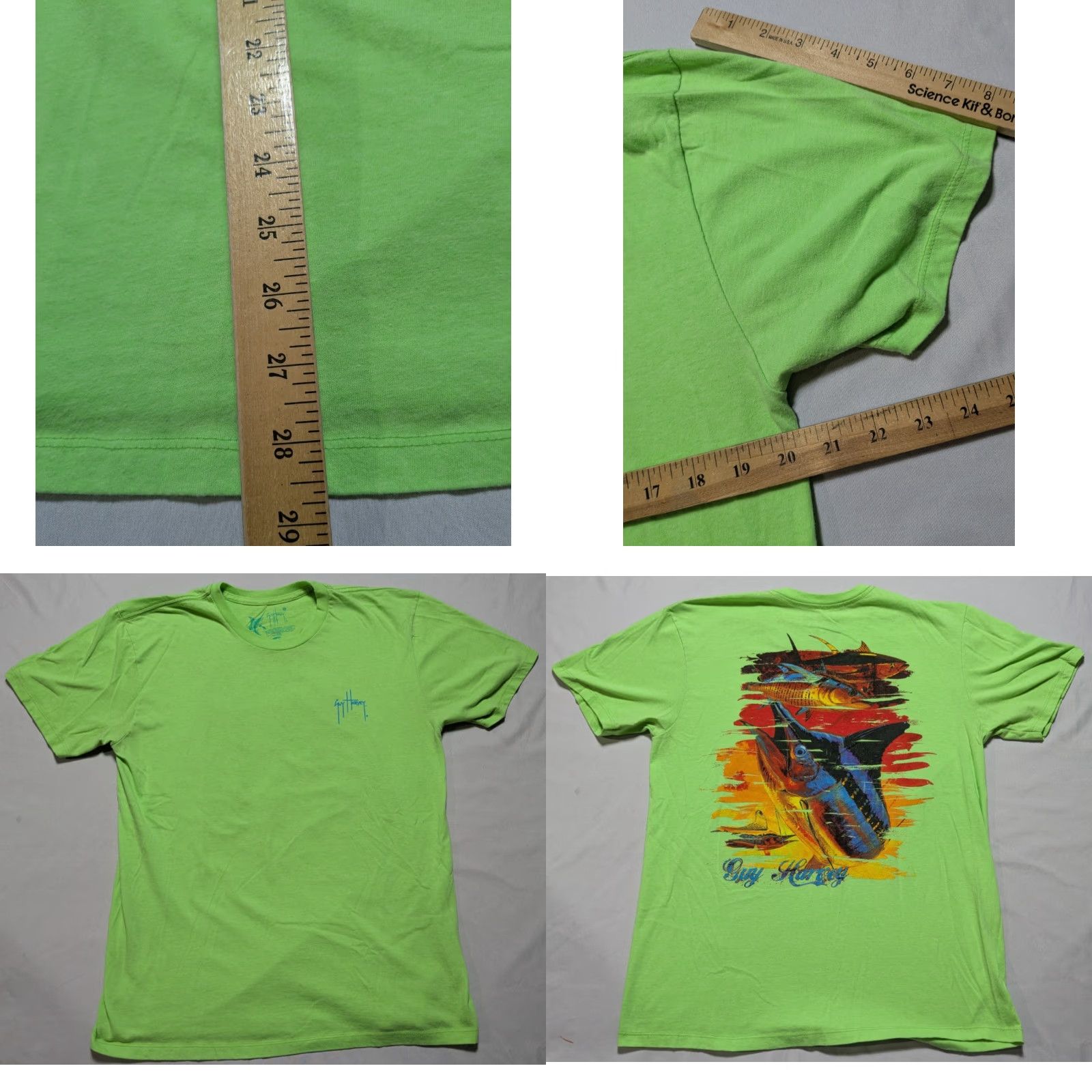 Guy Harvey Guy Harvey Lime Green Chainsaw T-Shirt - Men L Green Graphic Print Crew Neck Short Sleeve Shirt Mens Size US L / EU 52-54 / 3 - 8 Thumbnail