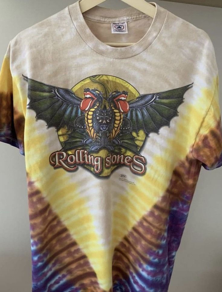 image of Band Tees x The Rolling Stones Vintage 1997 Twin Dragon Tie Dye T-Shirt, Men's (Size Large)