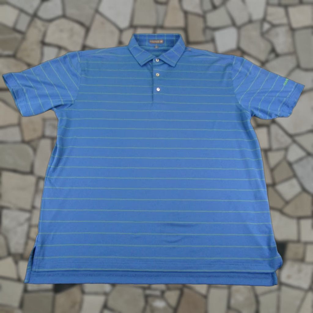Peter Millar Peter Millar Polo Shirt Mens XL Blue Green Stripes Summer Comfort Performance Shirt Size US XL / EU 56 / 4 - 1 Thumbnail